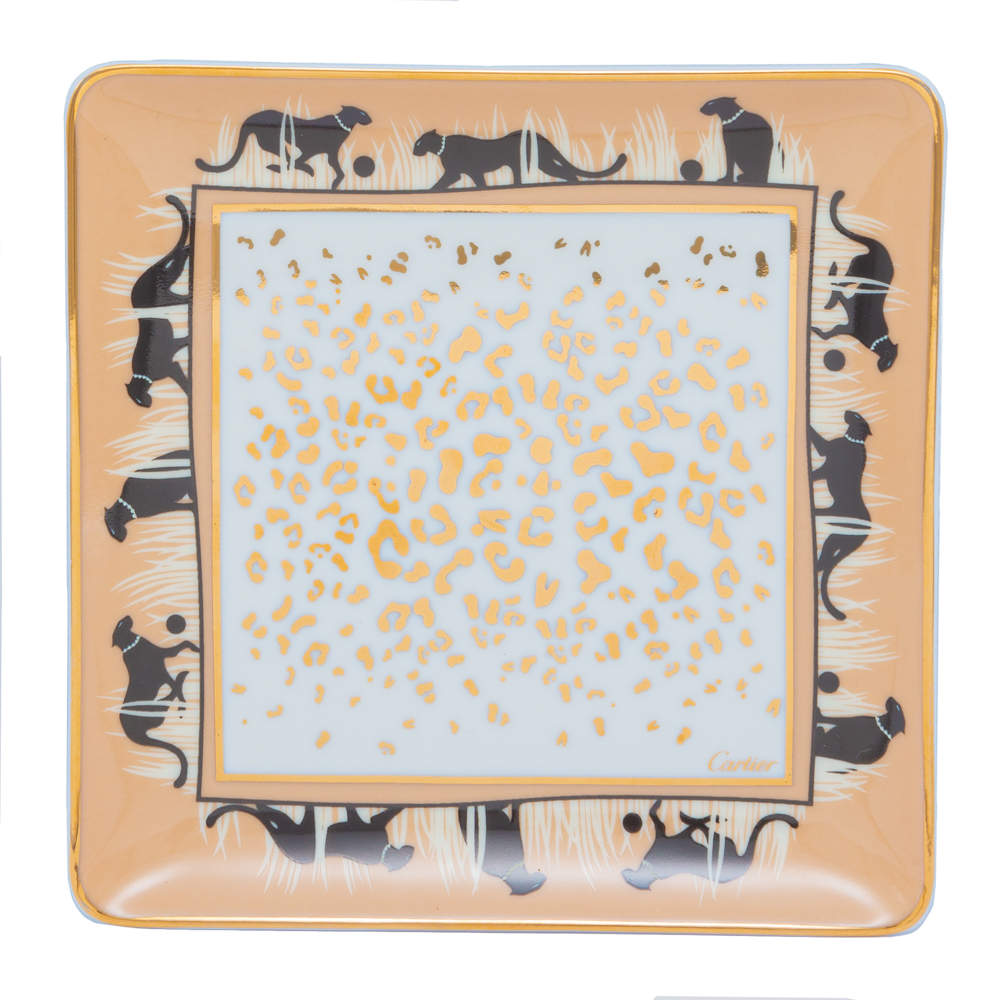 Pre Owned Cartier Savannah Panthere Porcelain Plate