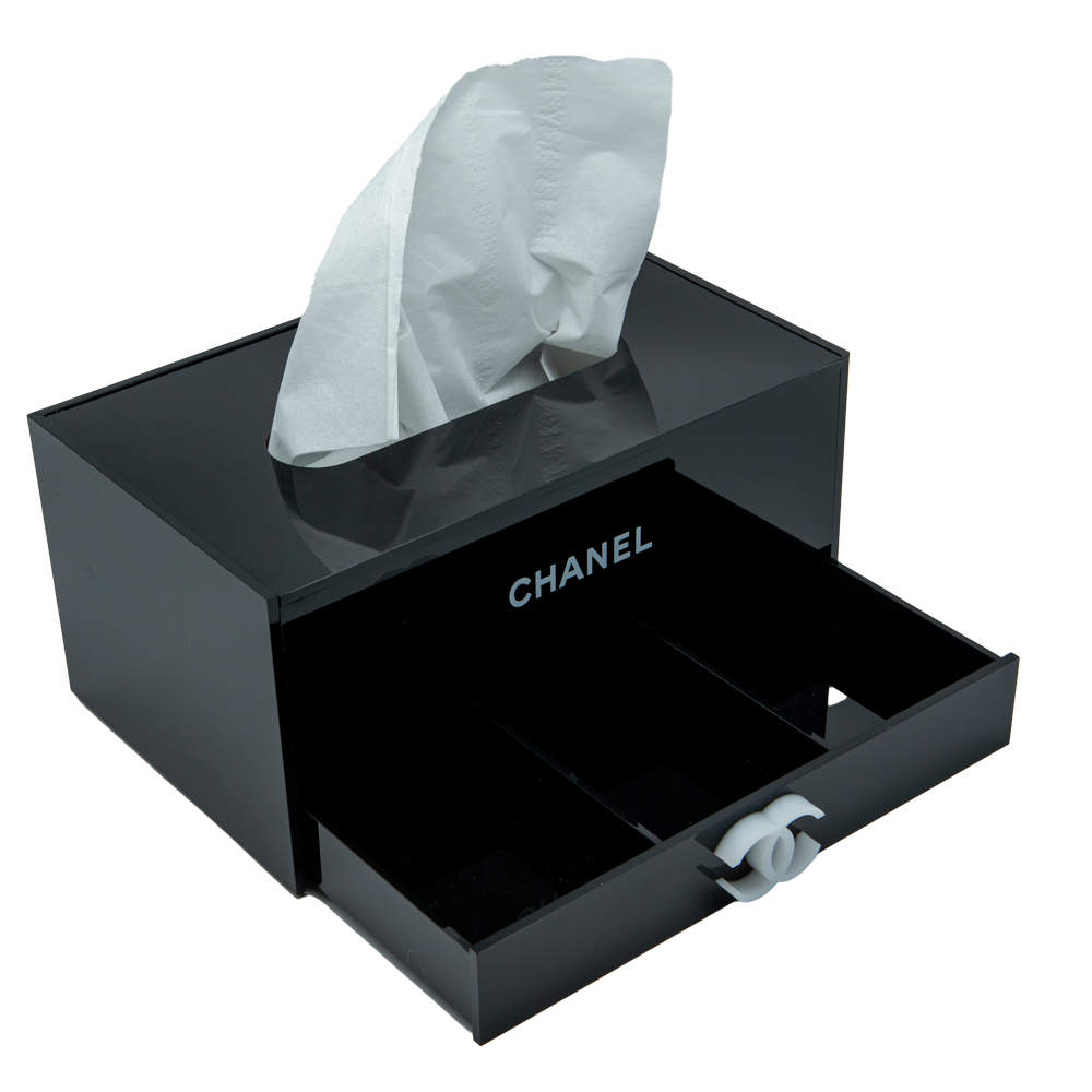 Chanel Black Tissue Box & Organizer Drawer