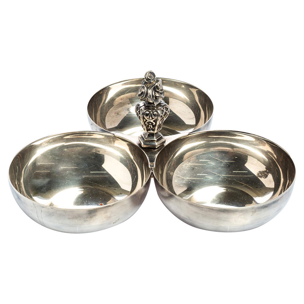 Christofle Vintage Malmaison Silver Plated Triple Bowl Server