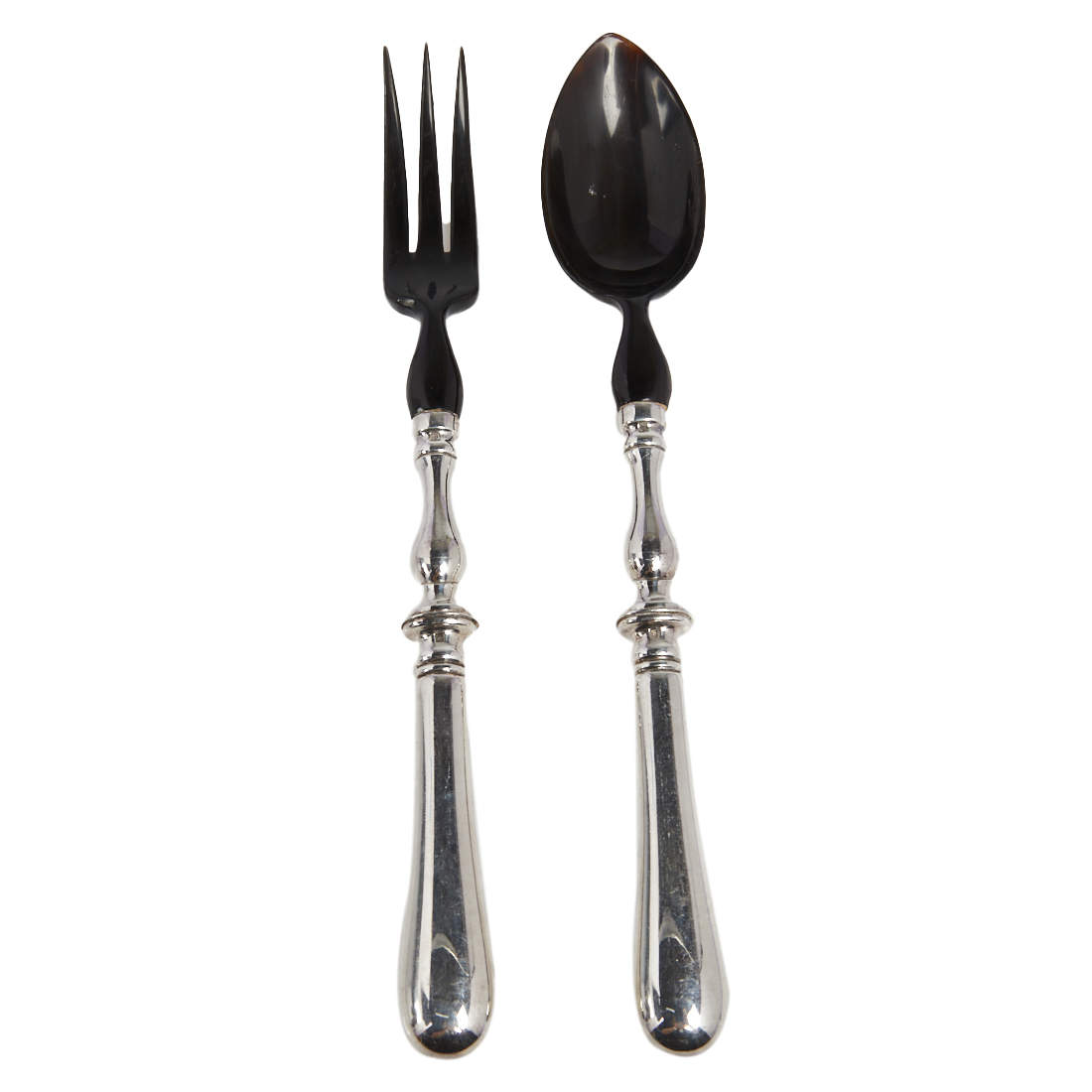 Christofle Silver Plated & Horn Salad Servers Set of Two