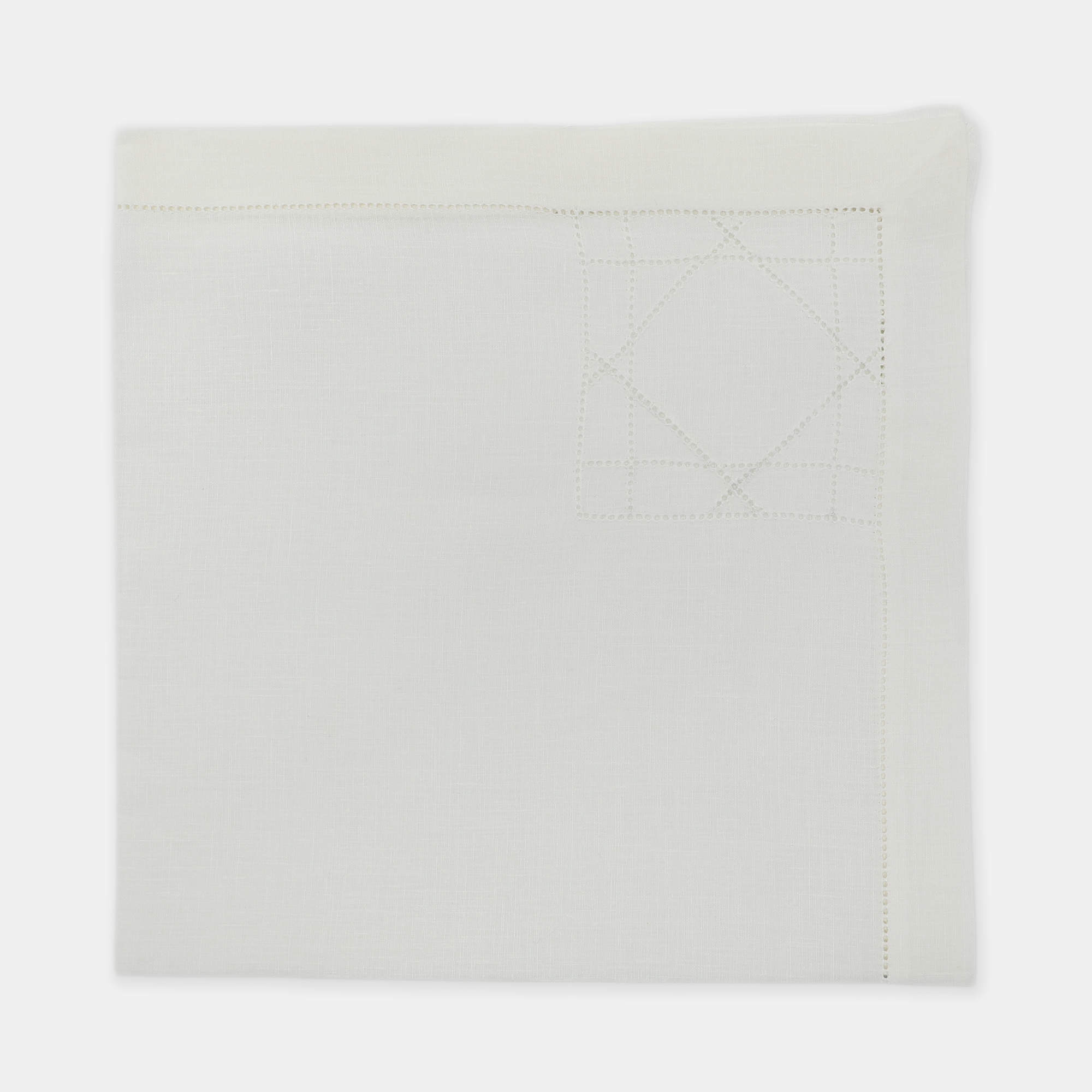 Pre Owned Dior White Linen Cannage Placemat Set 16