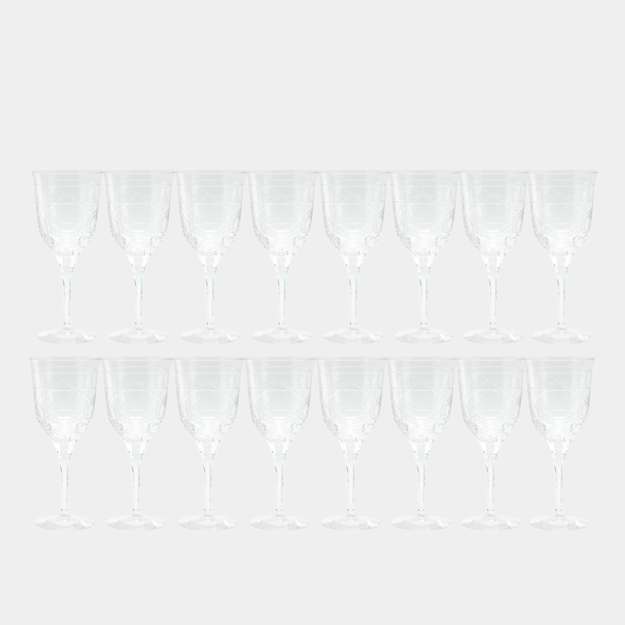 Pre Owned Dior Crystal Clear Cannage Engraved Water Glass Set 16