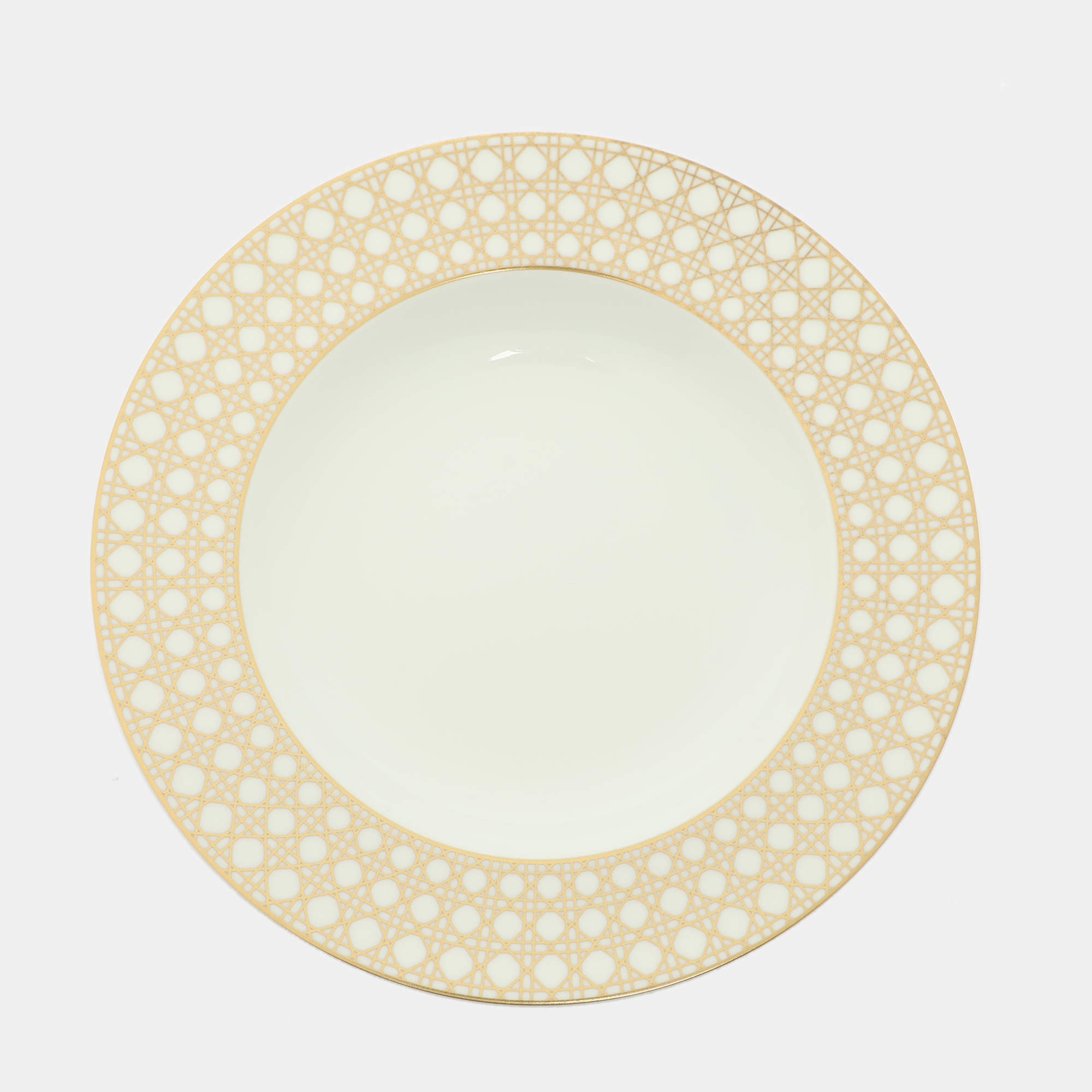 مملوكة مسبقًا Dior Porcelain White/Silver Cannage Montaigne Soup Plate Set 16