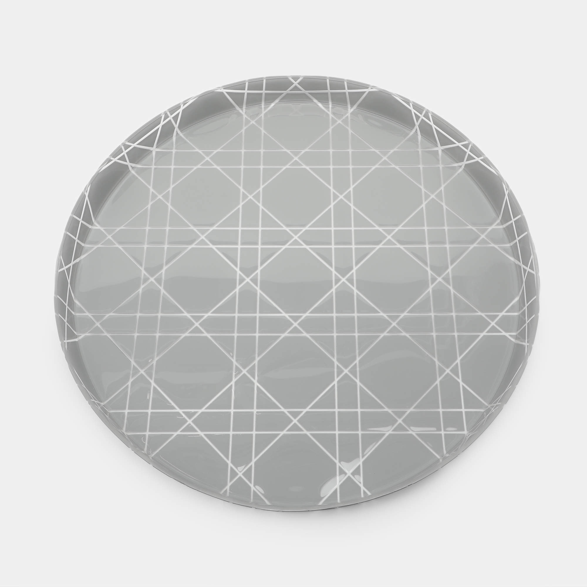 Pre Owned Dior Resin Grey Cannage Round Tray