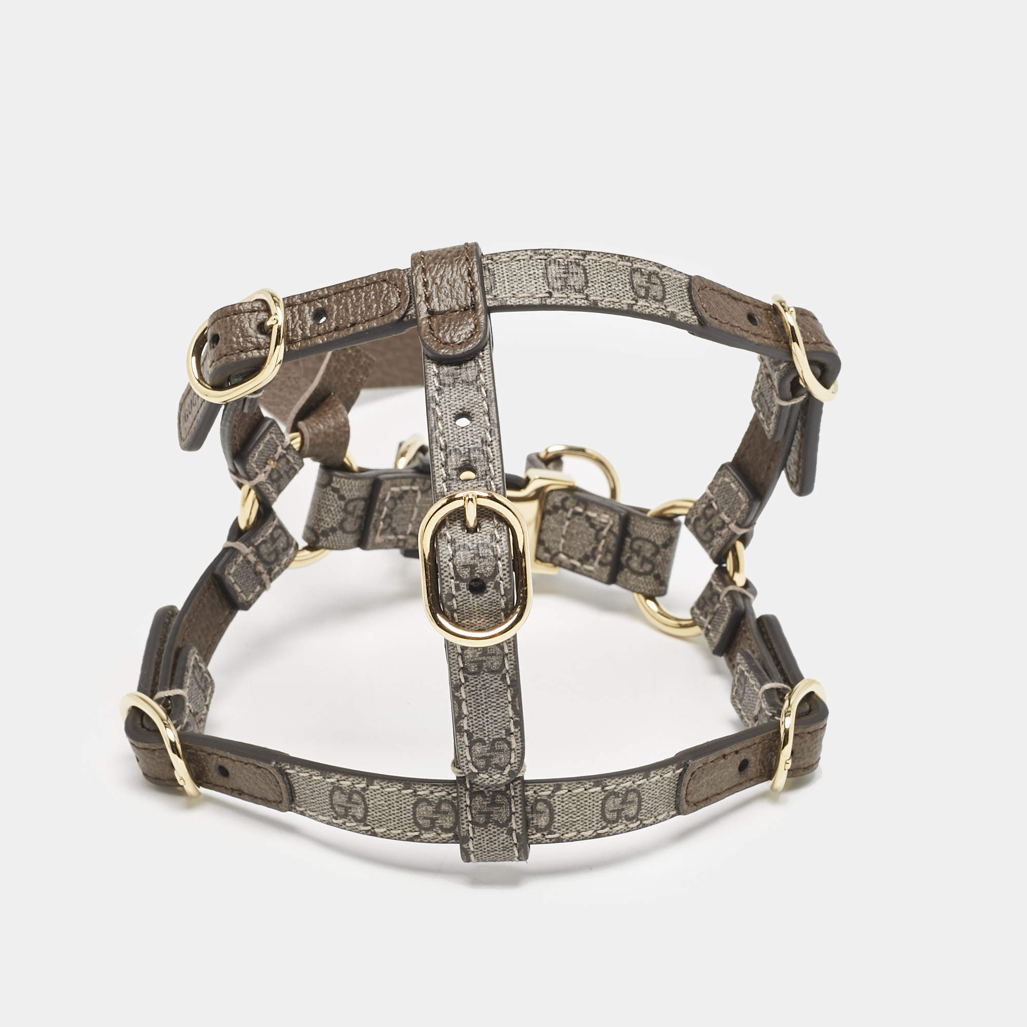 Gucci Brown GG Supreme Canvas and Leather Dog Harness