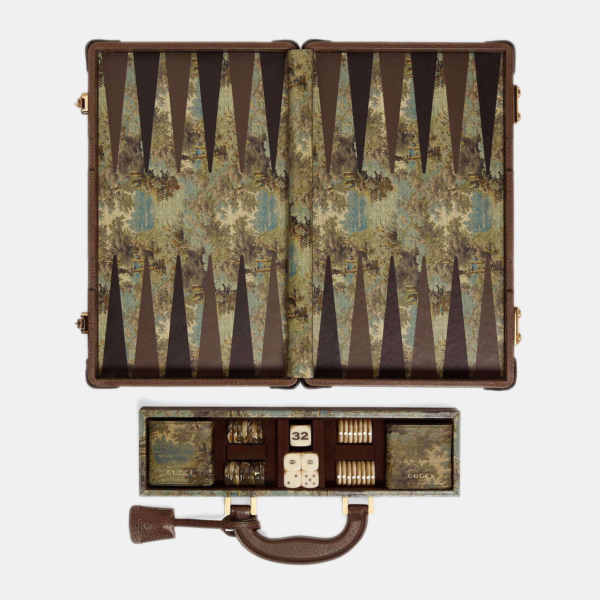 مملوكة مسبقًا Gucci Beige/Brown GG Supreme Canvas Decorative Backgammon Set