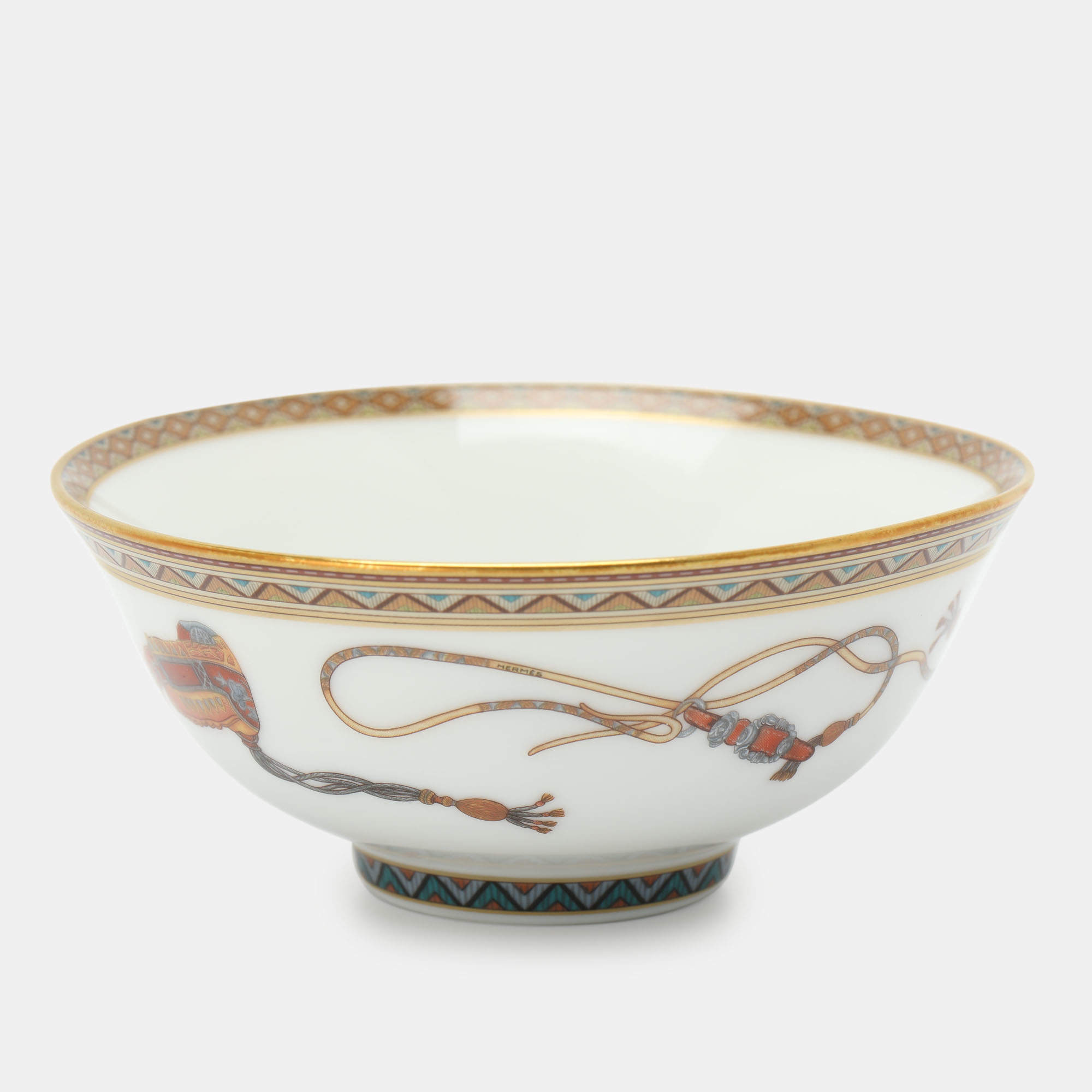مملوكة مسبقًا Hermès Porcelain Cheval d'Orient Rice Bowl