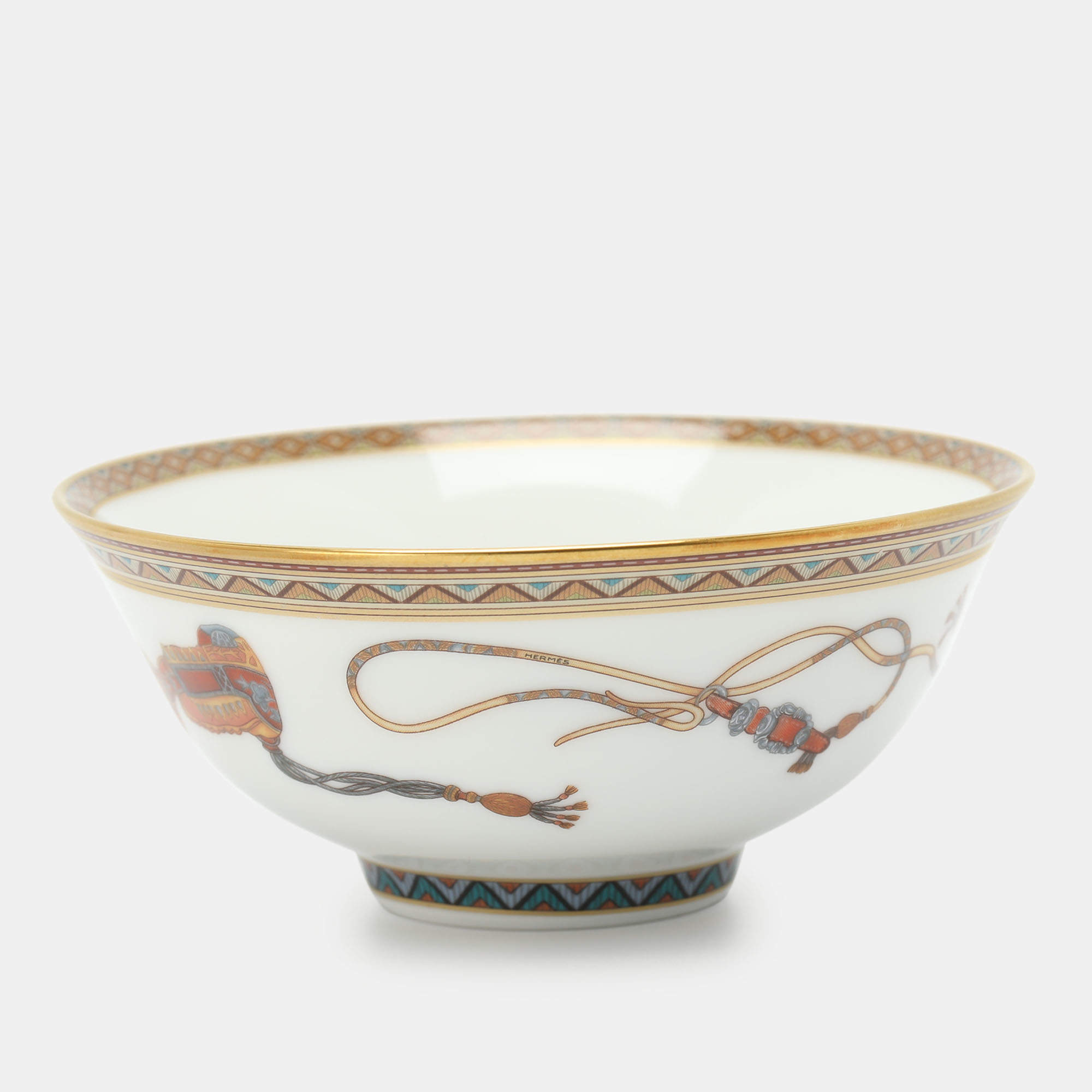 مملوكة مسبقًا Hermès Porcelain Cheval d'Orient Rice Bowl