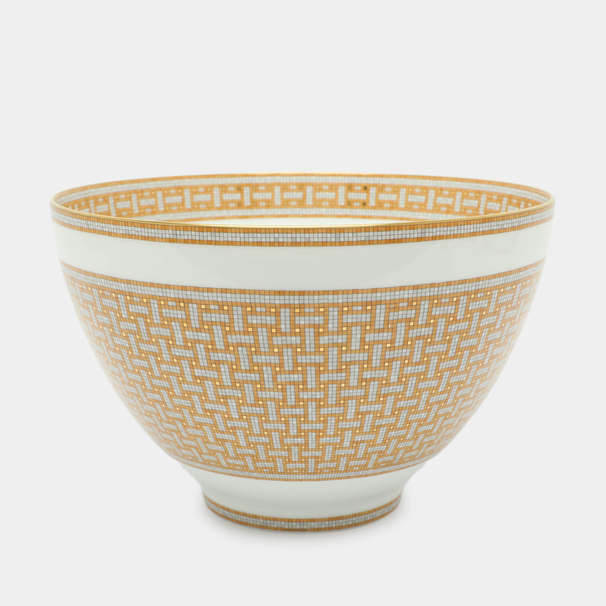 Pre Owned Hermès Porcelain Gold Mosaïque au 24 Punch Bowl