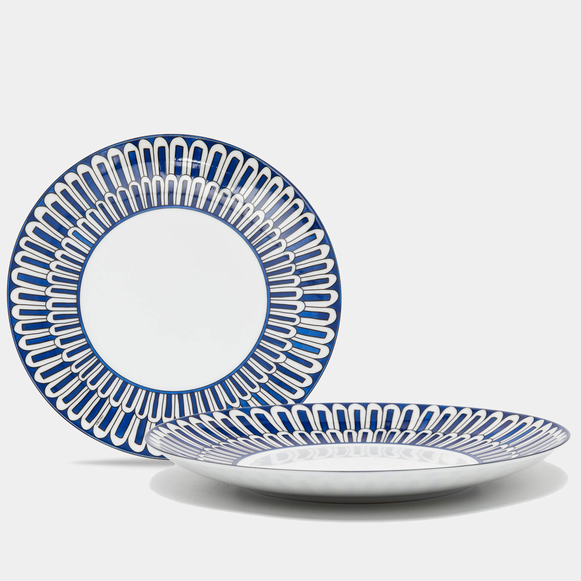 Hermès Bleus d’Ailleurs Indigo & White Porcelain Dessert Plates Set of 2