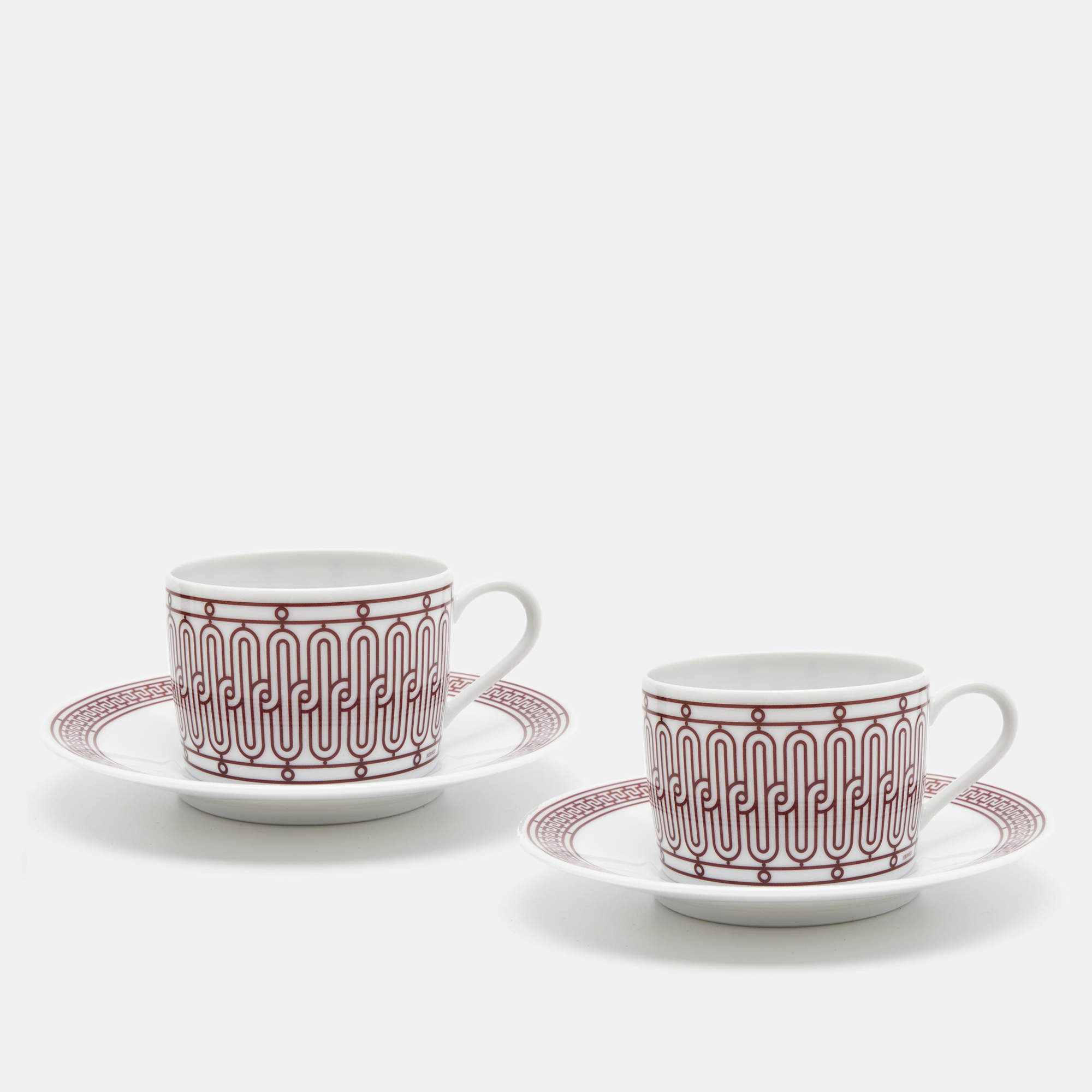 Hermes H Deco Rouge Tea Cup and Saucer Porcelain Set of 2 – Mightychic