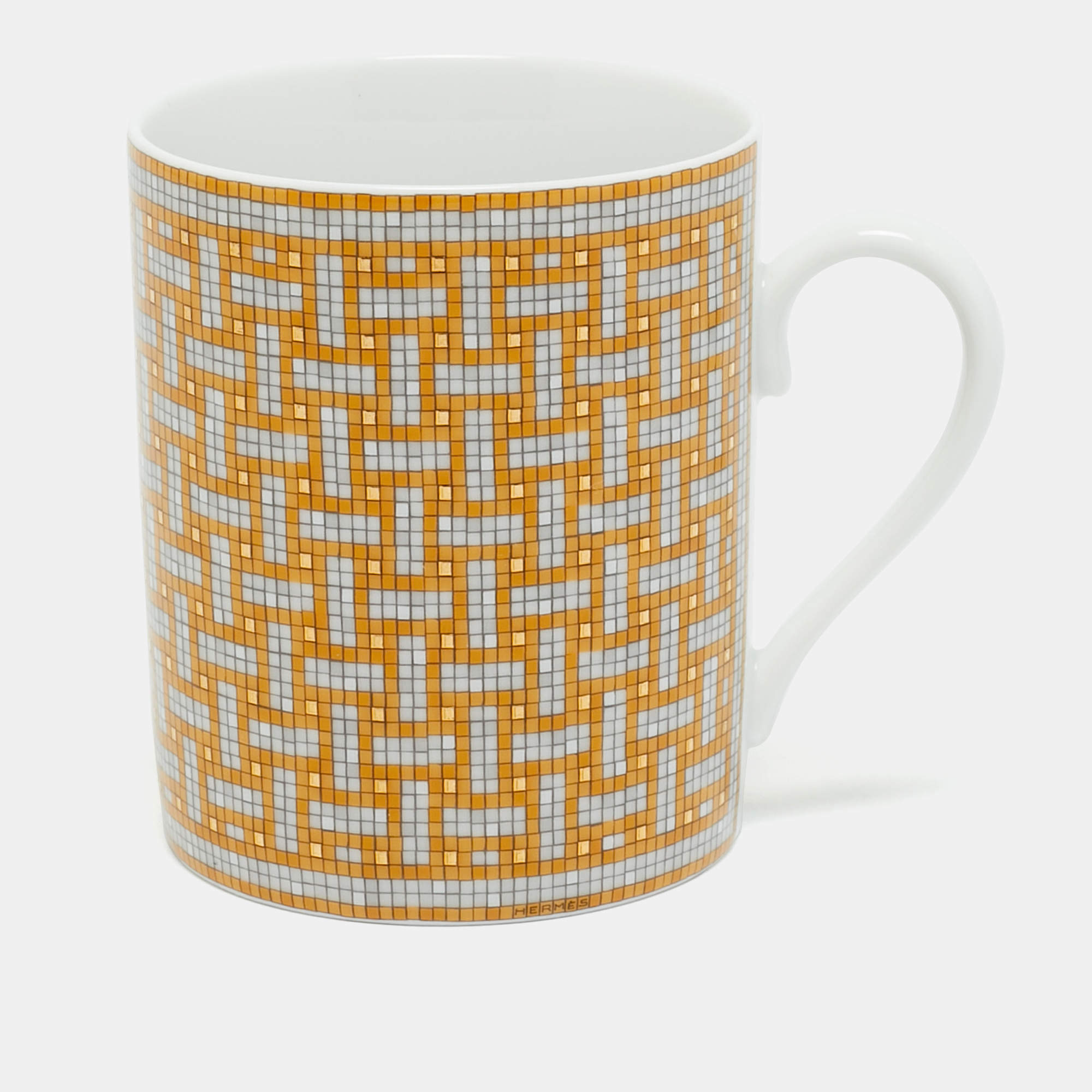 Pre Owned Hermès Gold Mosaique AU 24 Gold Porcelain Mug
