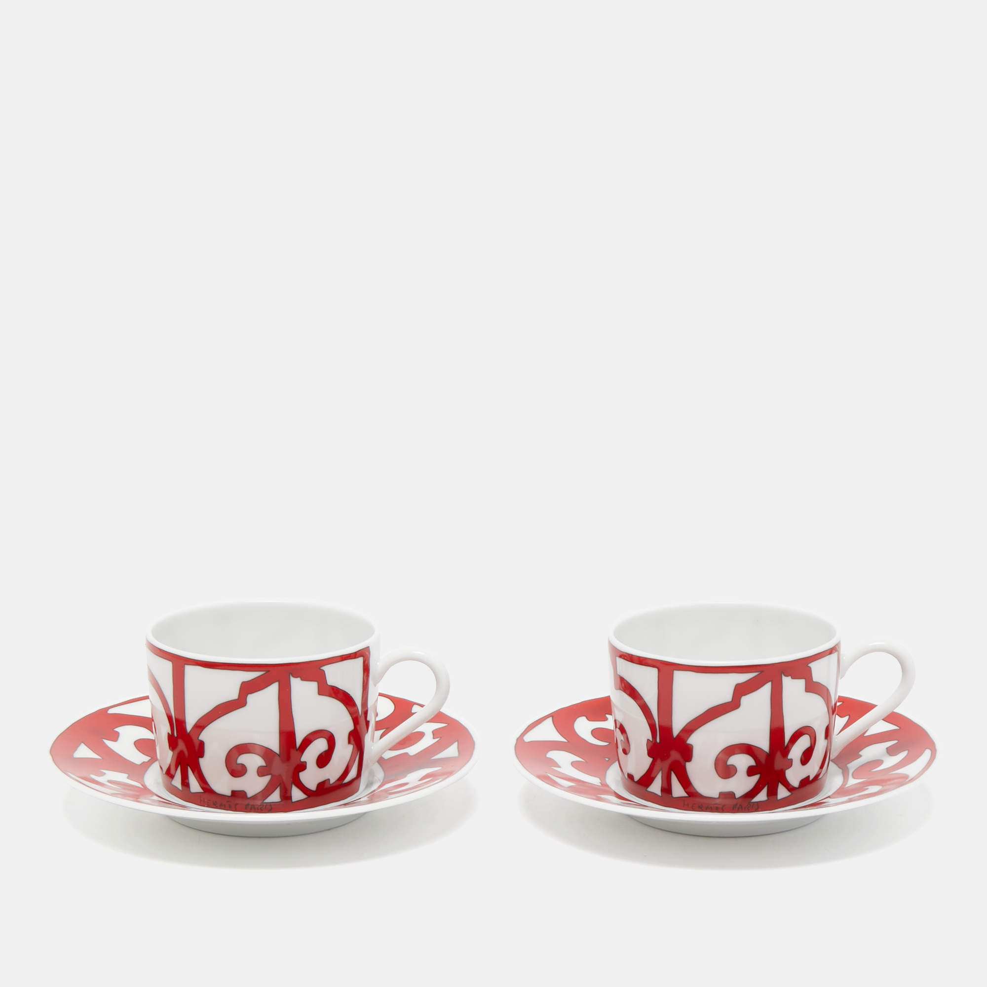 Hermès Balcon du Guadalquivir Tea Cup and Saucer Set of 4
