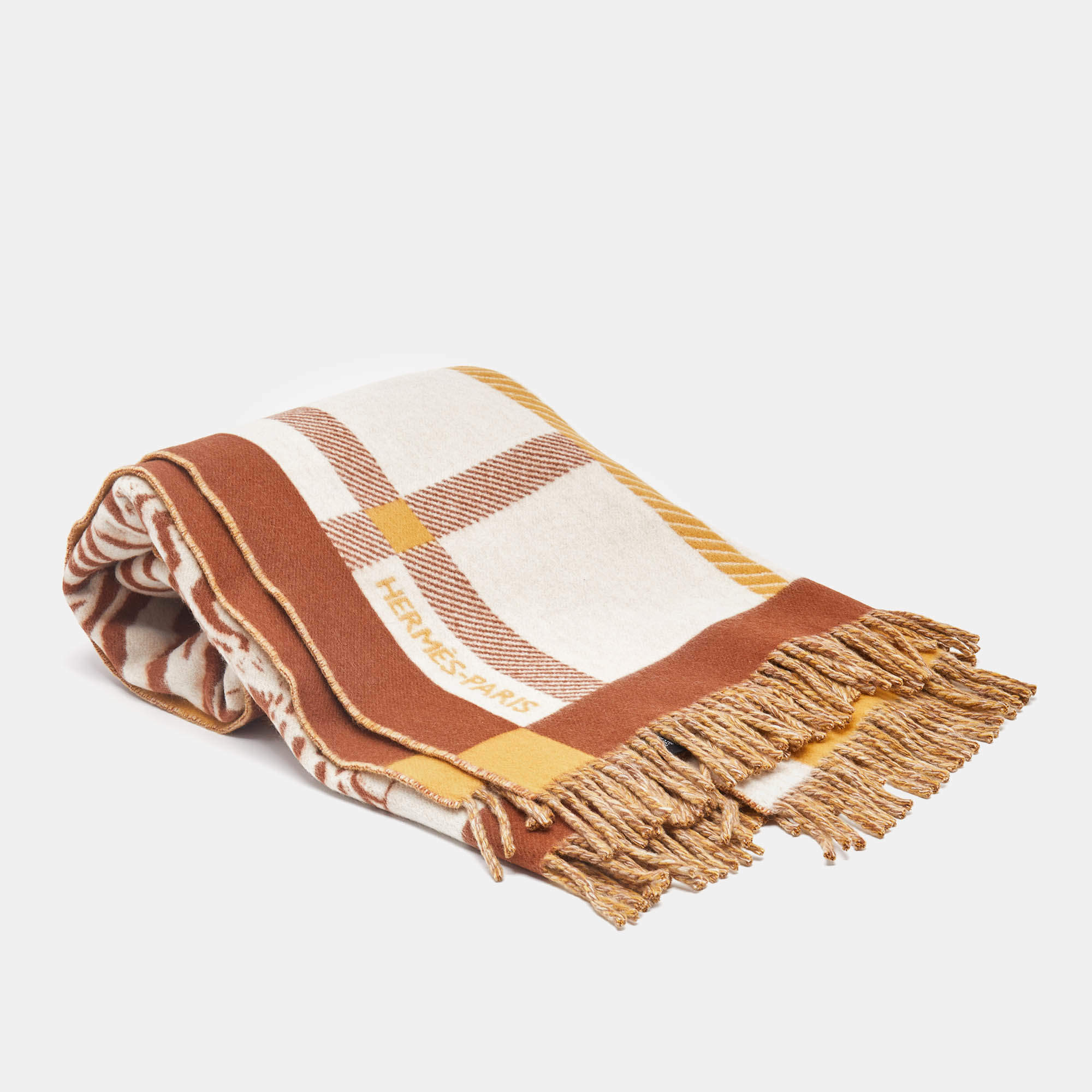 Hermes Brown/Beige Tigre Altai 2 Throw Blanket