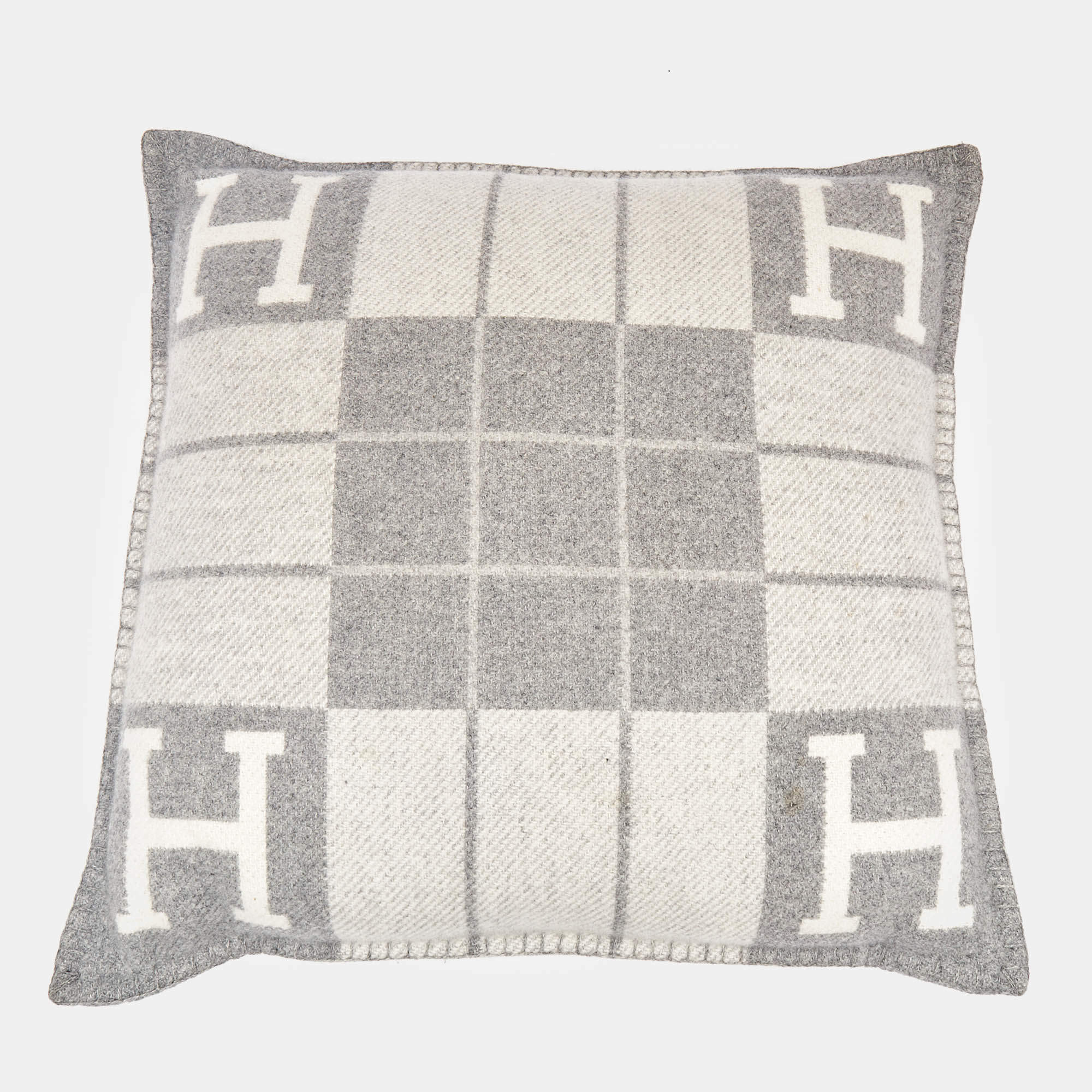 Hermes Grey Wool & Cashmere Avalon III Pillow