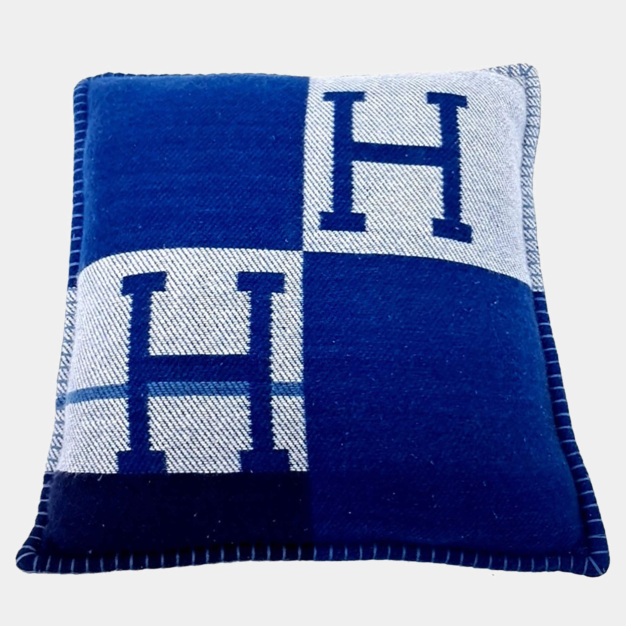 Pre Owned Hermes Cashmere Blue Cushion
