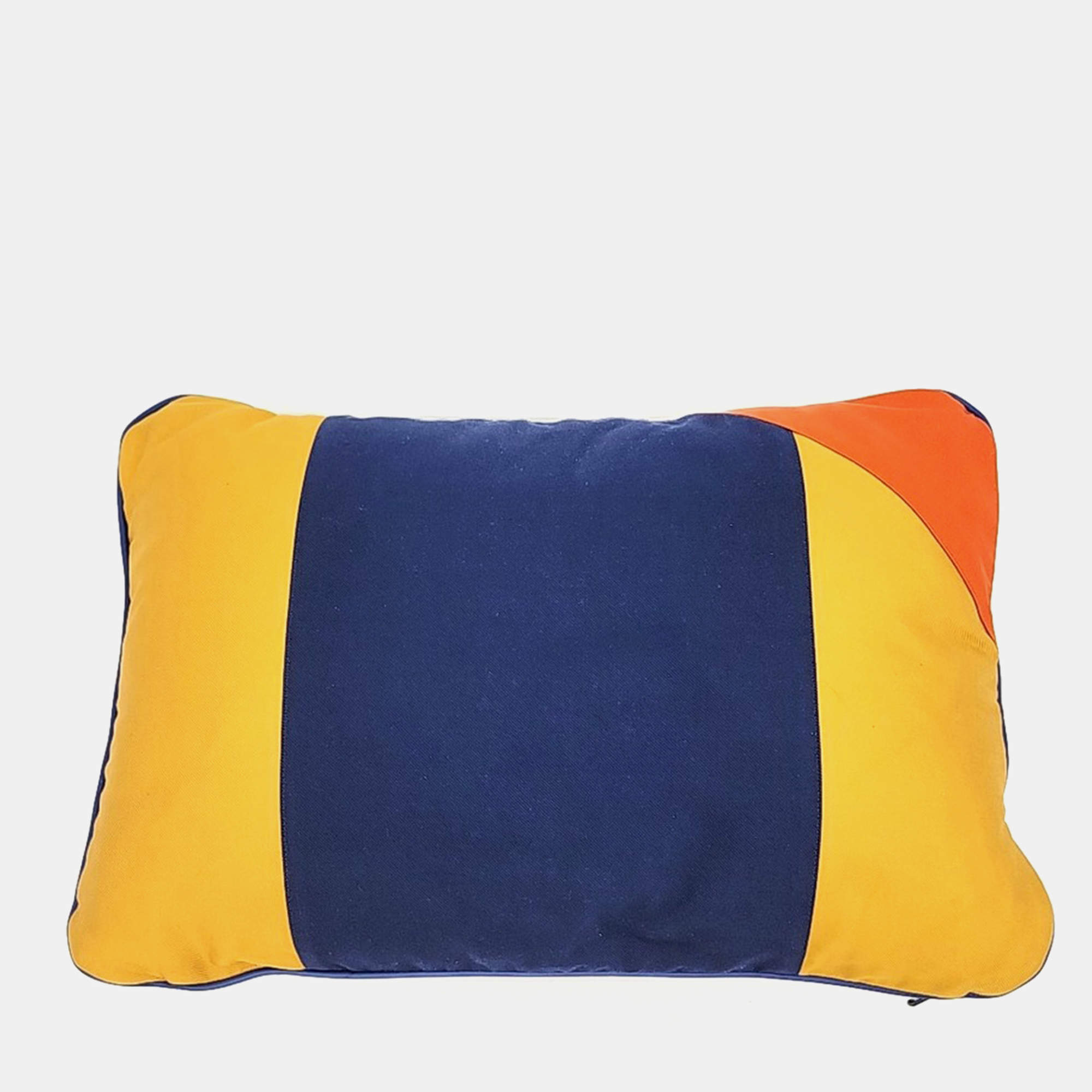 Pre Owned Hermes Blue, Orange, Yellow Cotton, Silk Cushion