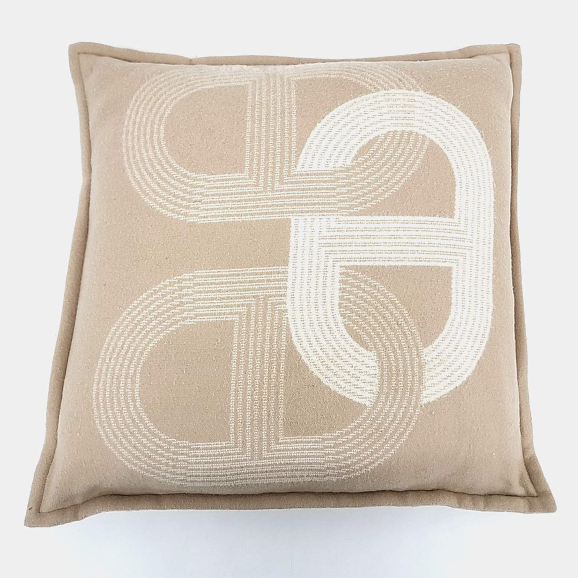 Pre Owned Hermes Beige Wool Cushion