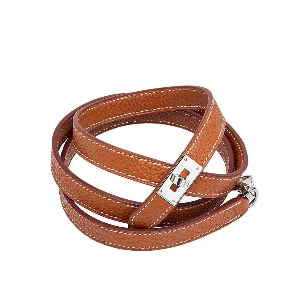 Pre Owned Hermès Brown Grained Leather Kelly Dog Leash S