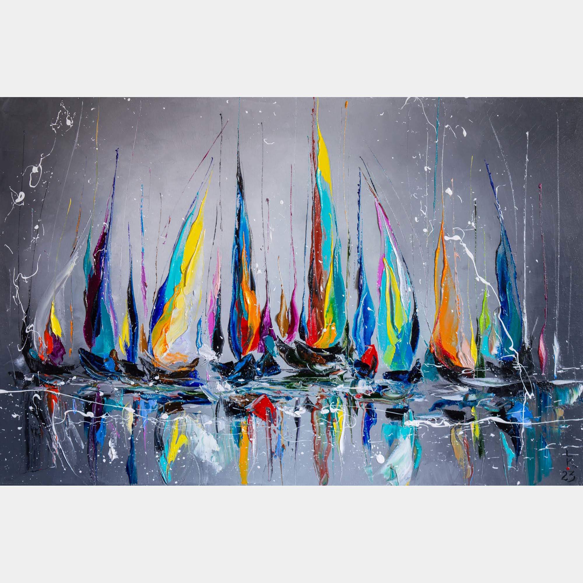 Colorful Yachts By Liubov Kuptsova, Ukraine,2023 (40 X 60)
