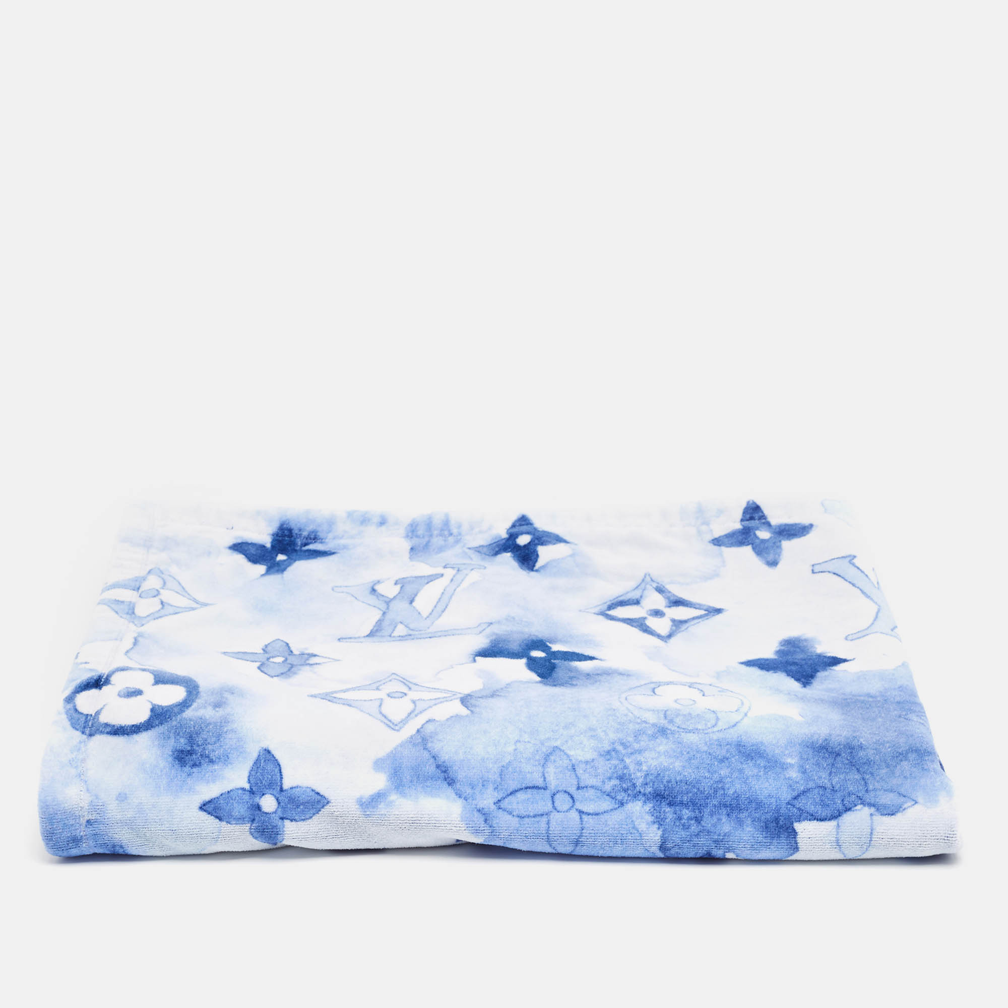 Pre Owned Louis Vuitton Blue Watercolor Monogram Terry Cotton Towel