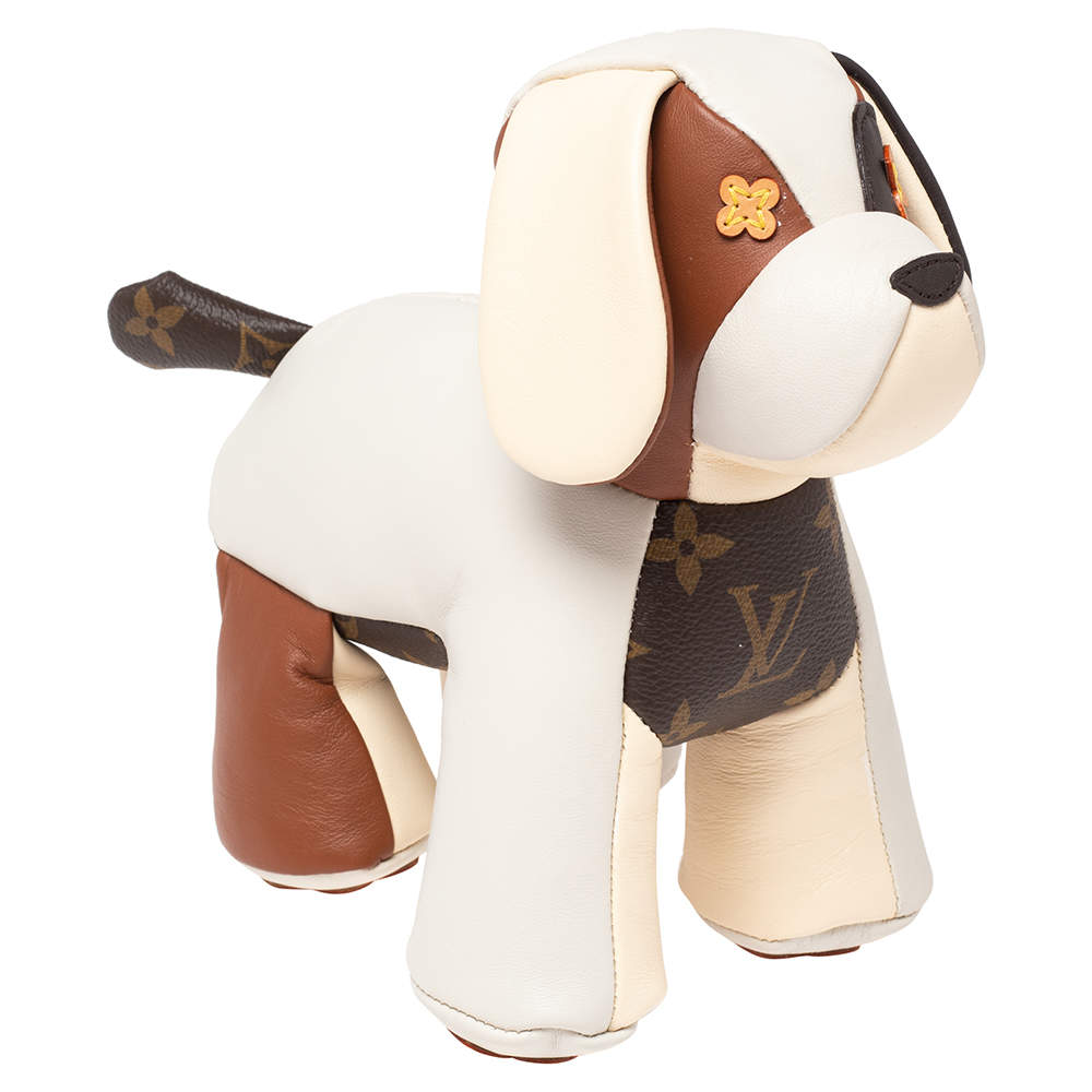 Louis Vuitton White Leather Monogram Canvas Doudou Oscar Dog - Yoogi's  Closet