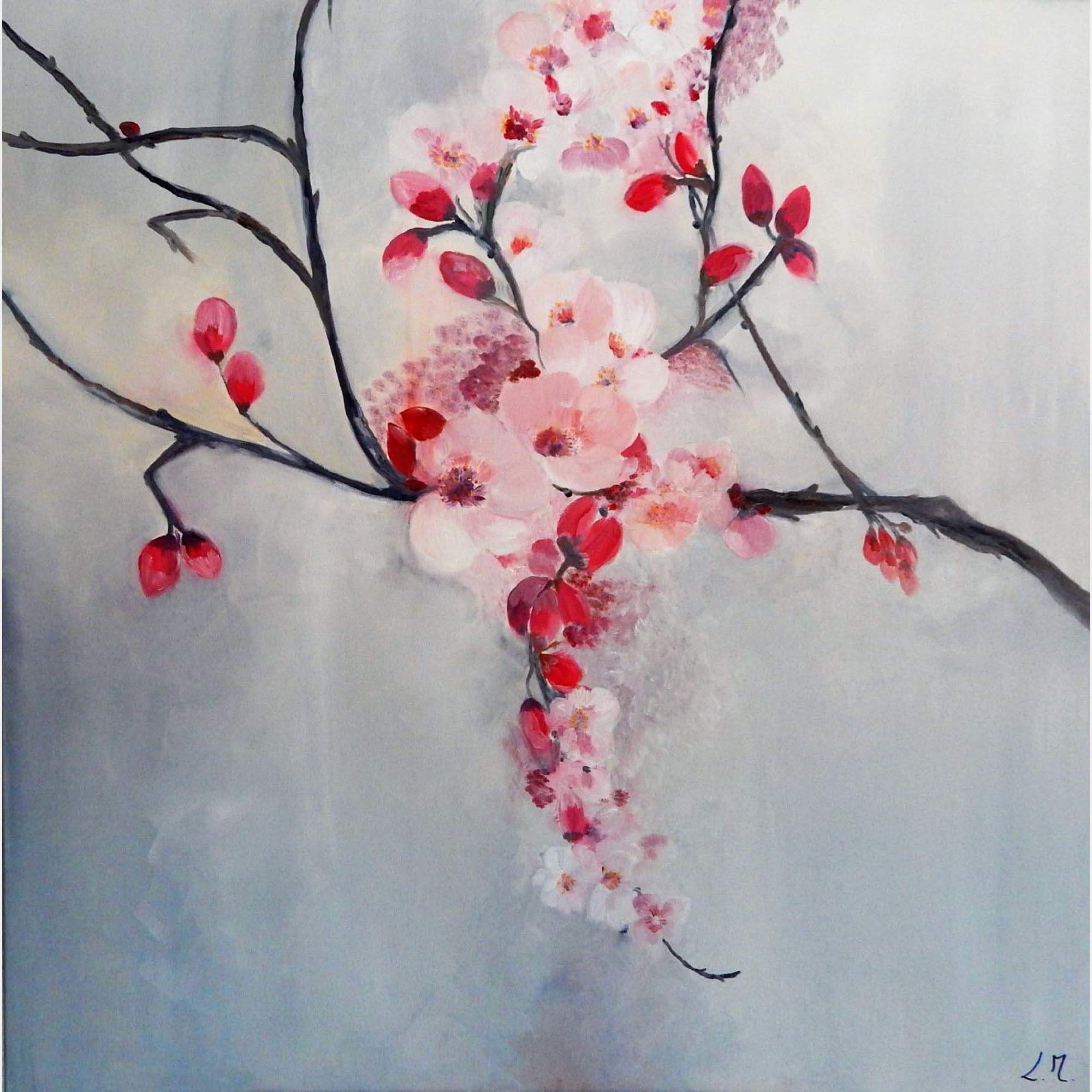 Les Fleurs Du Cerisier By Lydie Massou, France,2021 (100 X 100)