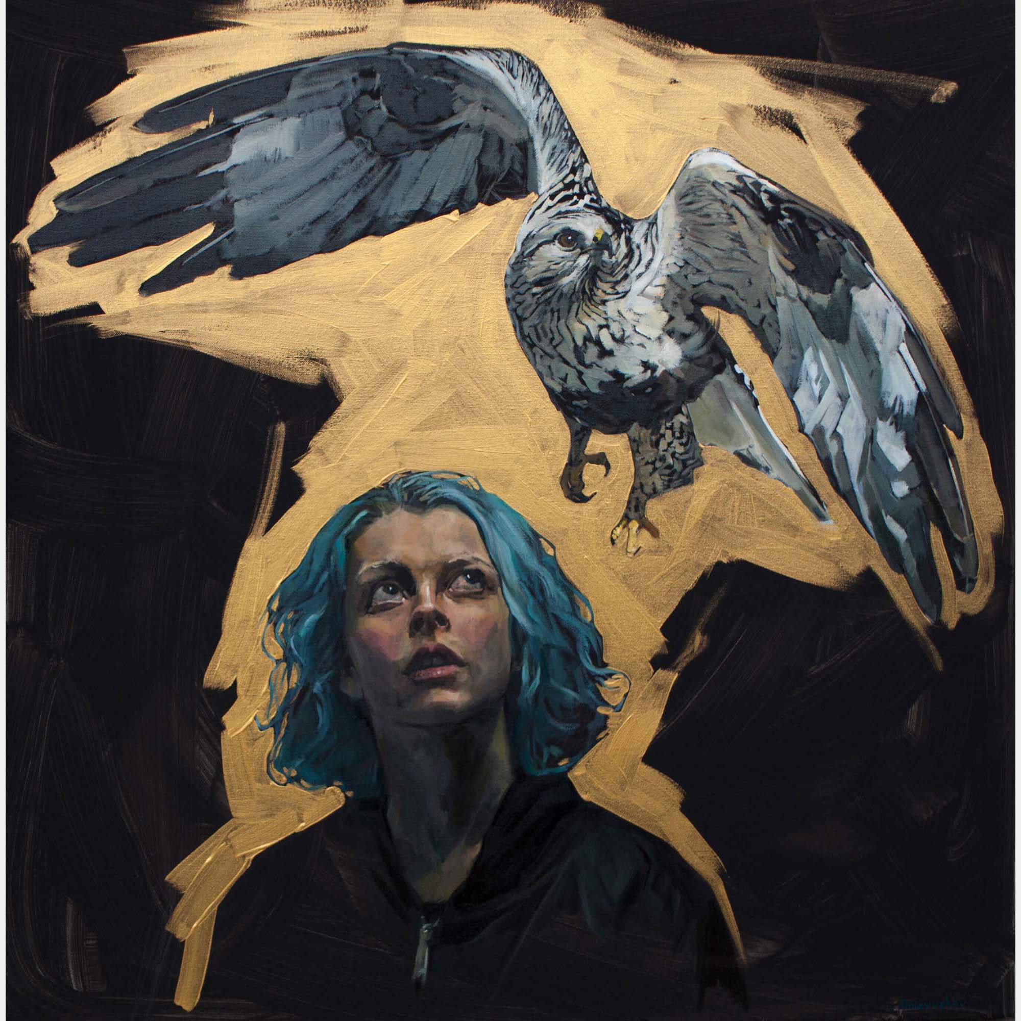 Madchen Und Ein Falke By Oleksii Gnievyshev, Germany,2021 (80 X 80)