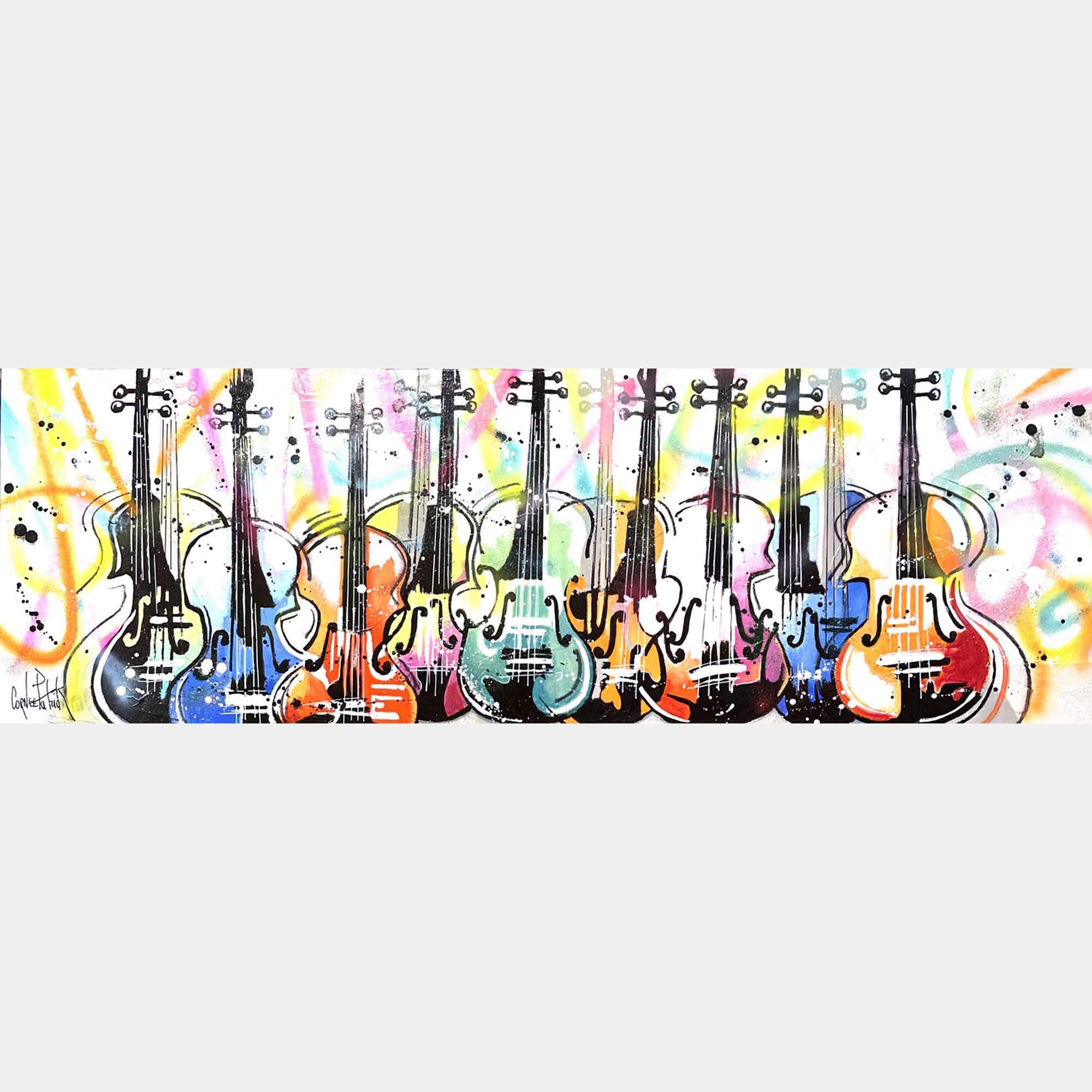 Variations For Pop Violins By Patrick Cornee, France,2023 (40 X 120)