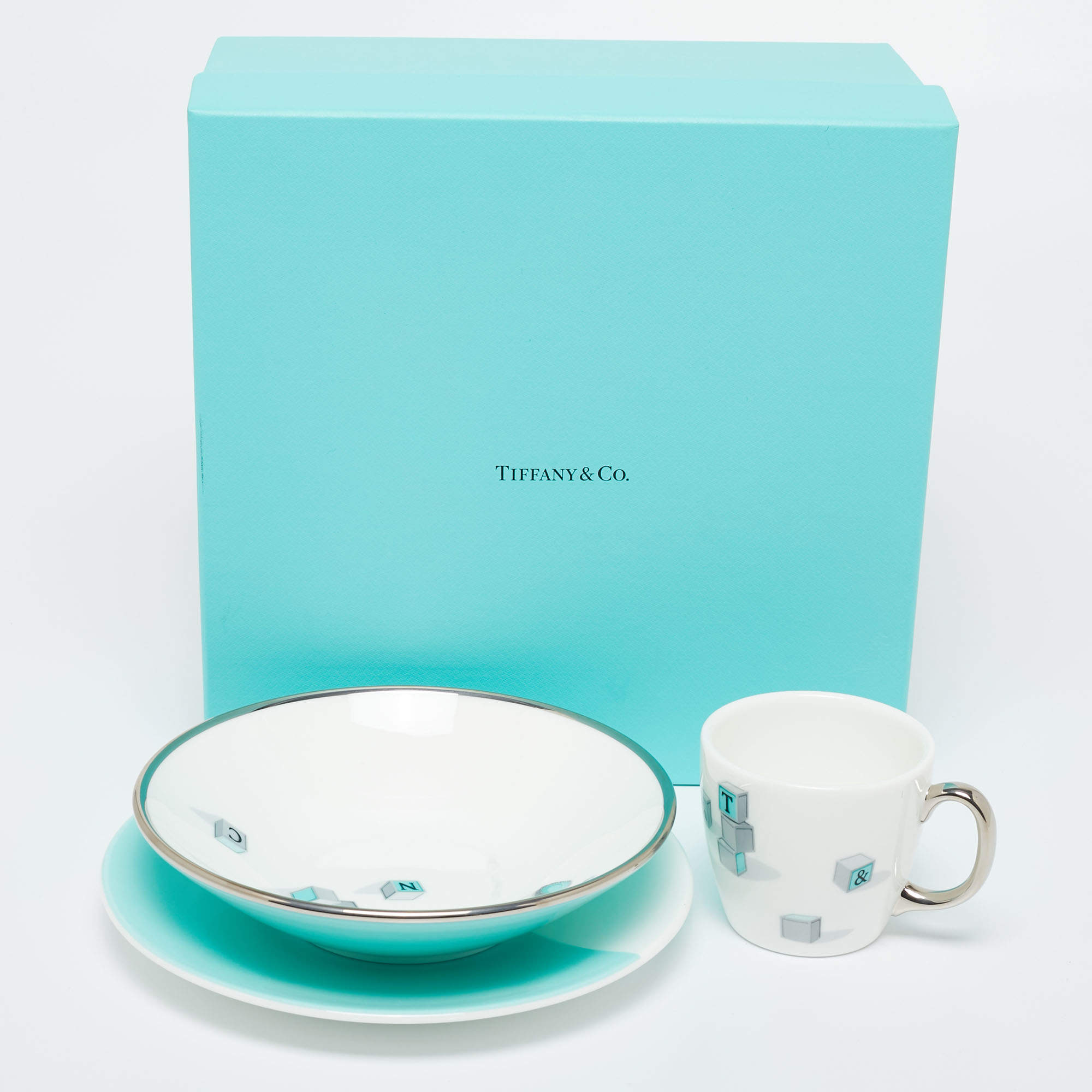 Tiffany & Co. Kid's Fine Bone China Bear and Block 3-Piece Set