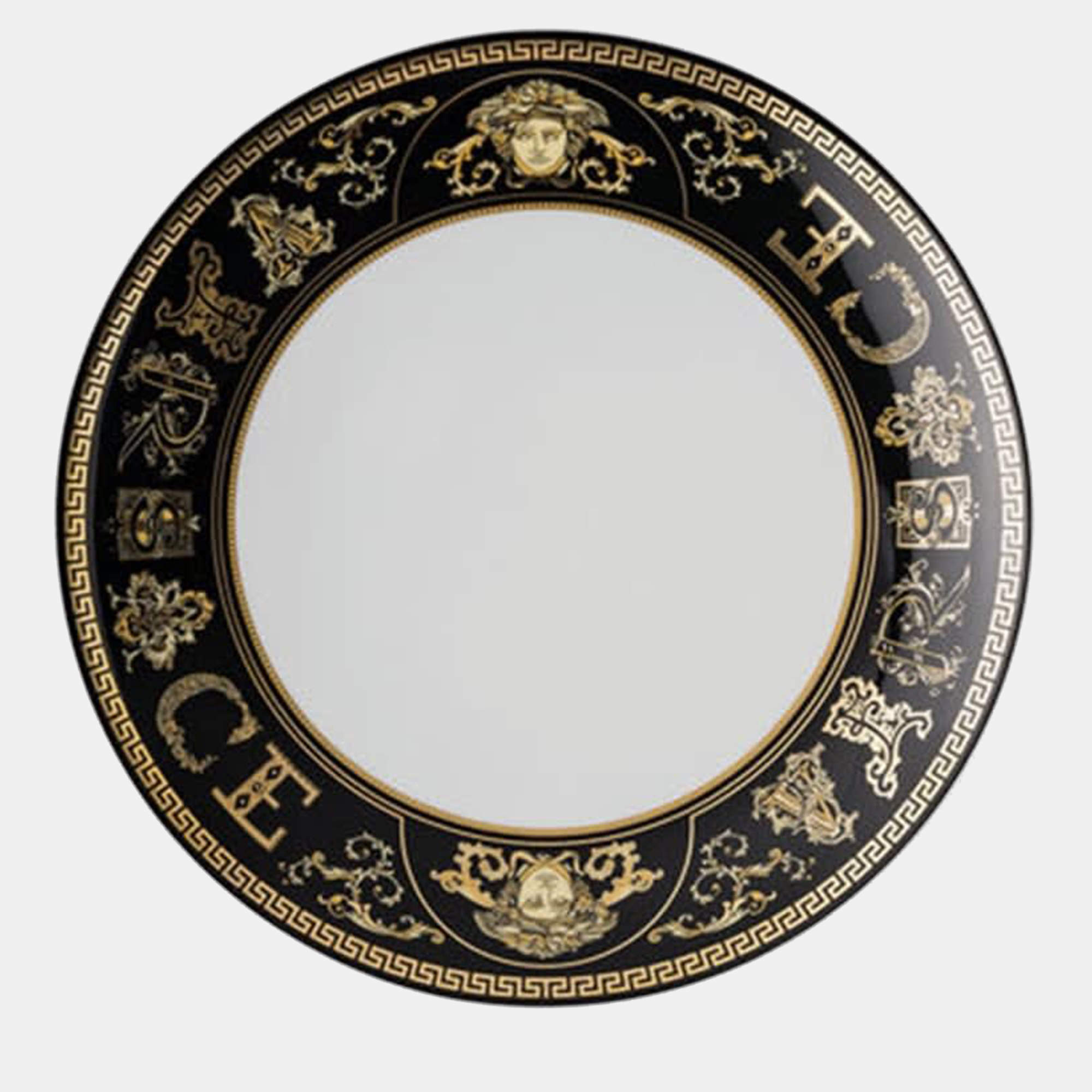Pre Owned Versace Vsc Rol Virtus Gala Black Porcelain Plate 21 CM