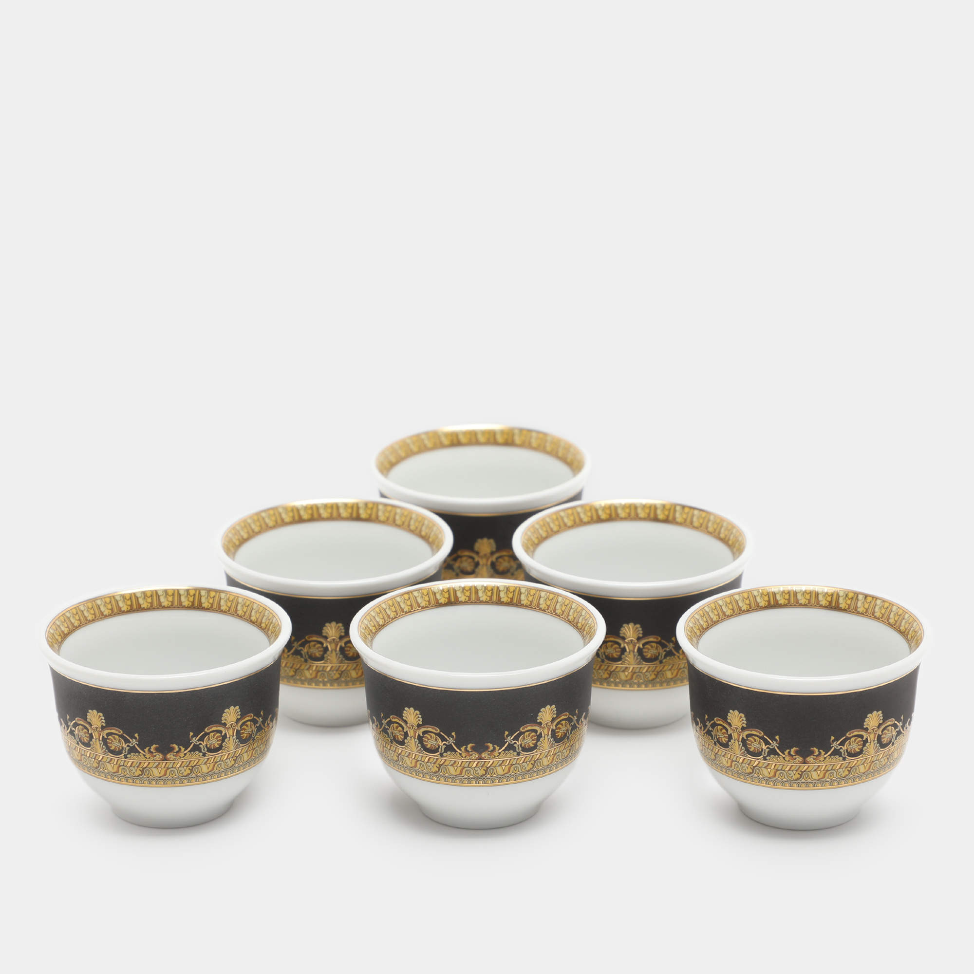 Pre Owned Versace I Love Baroque Porcelain Coffee Cup Set of 6