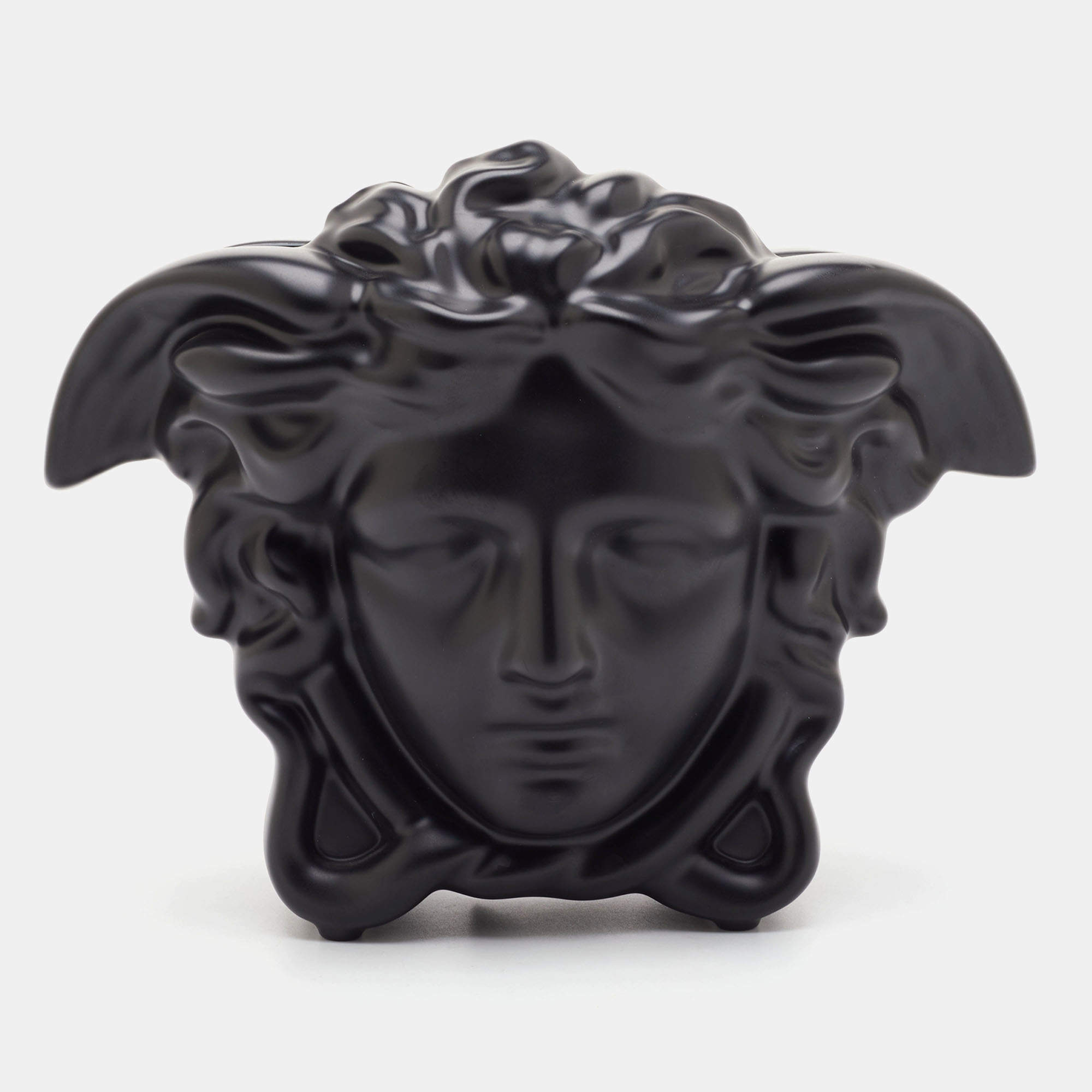 Pre Owned Versace X Rosenthal Black Medusa Grande Vase 21 cm