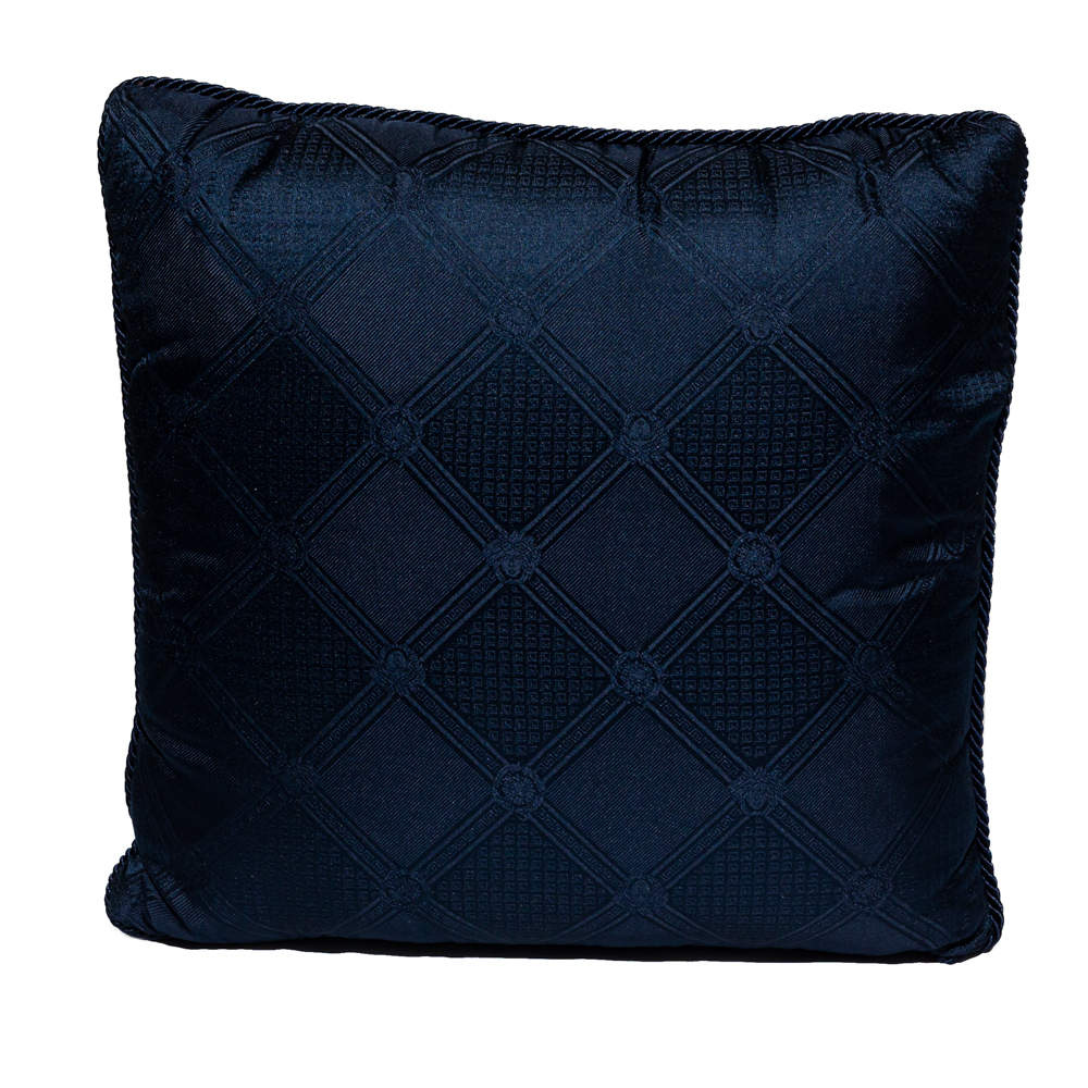 Pre Owned Versace Medusa Navy Blue Cotton Cushion