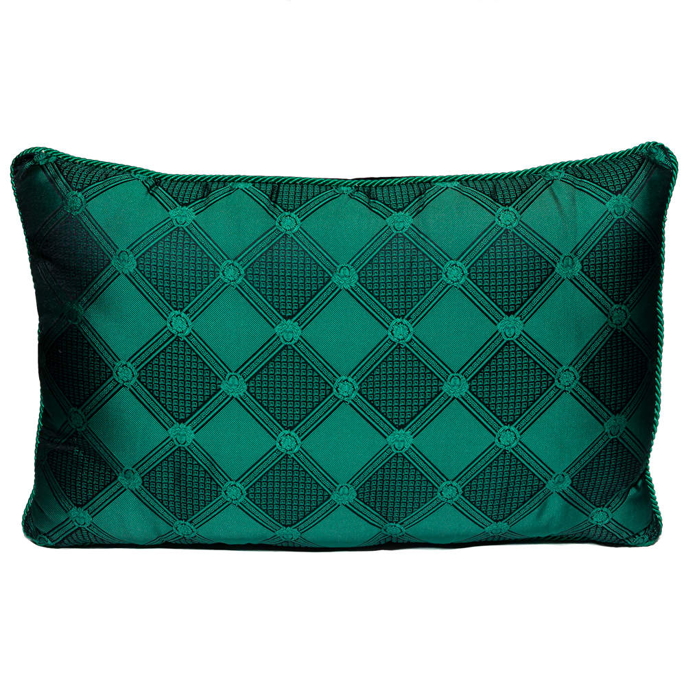 Pre Owned Versace Medusa Green & Black Cotton & Velvet Pillow