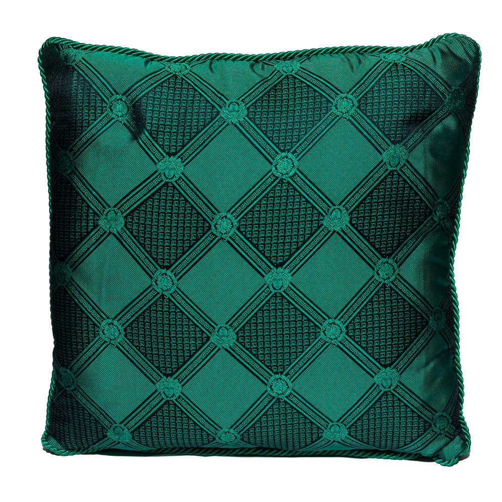 Pre Owned Versace Medusa Green and Black Cotton and Velvet Cushion