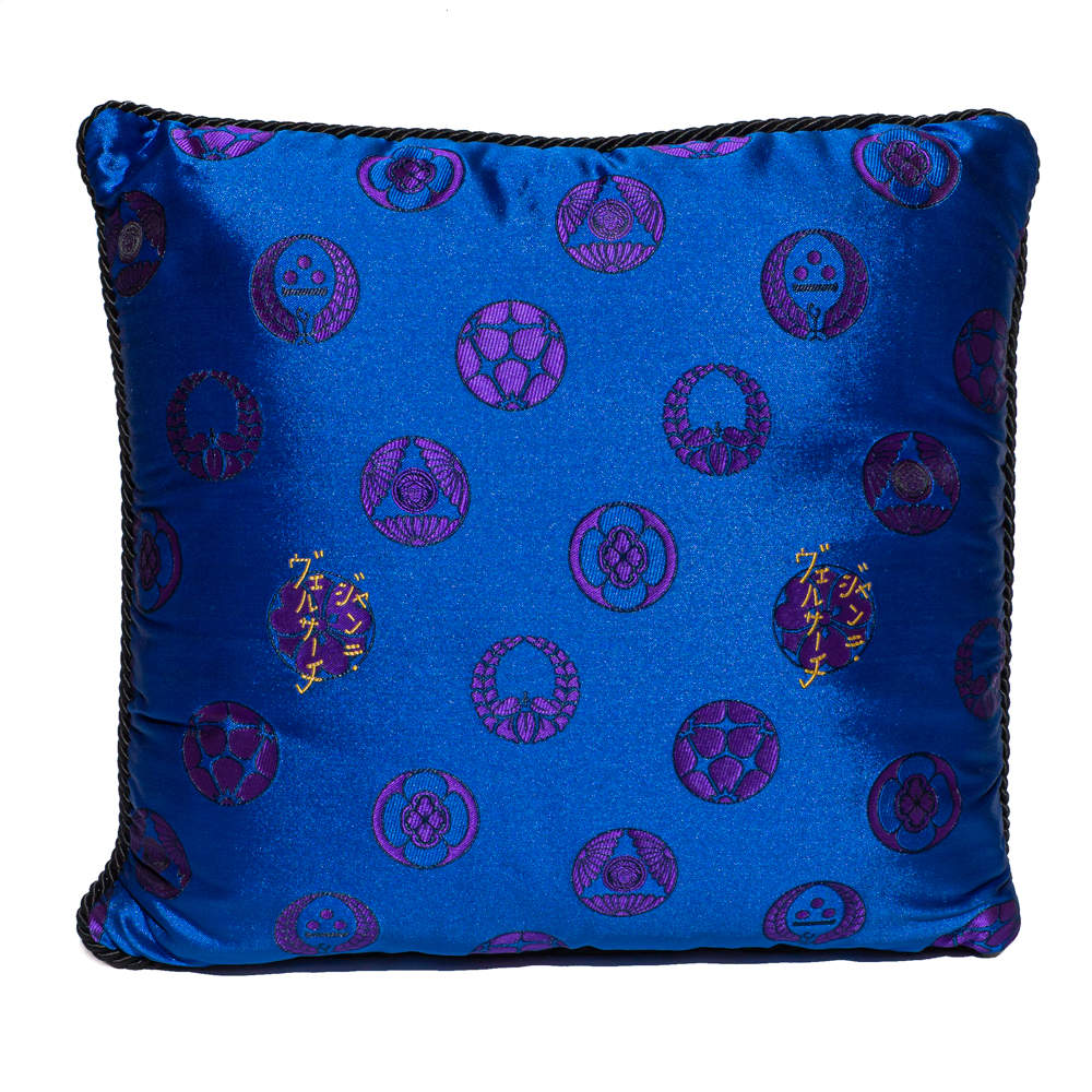 Pre Owned Versace Medusa Red & Blue Cotton Cushion
