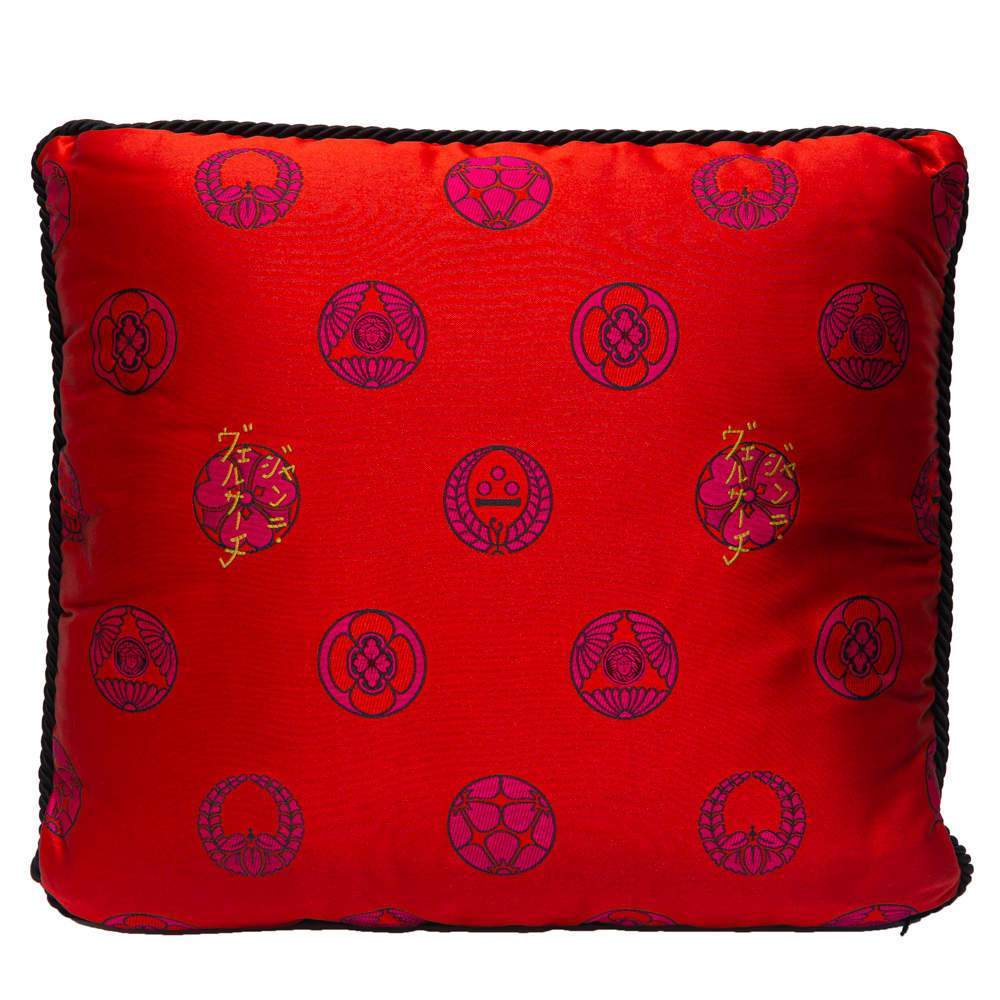 Pre Owned Versace Medusa Red Cotton Cushion 45 CM