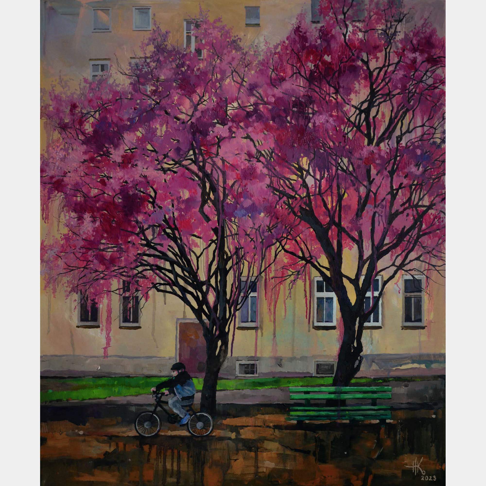 Blossoming. Cyclist By Zhanna Kondratenko, Ukraine,2023 (90 X 75)