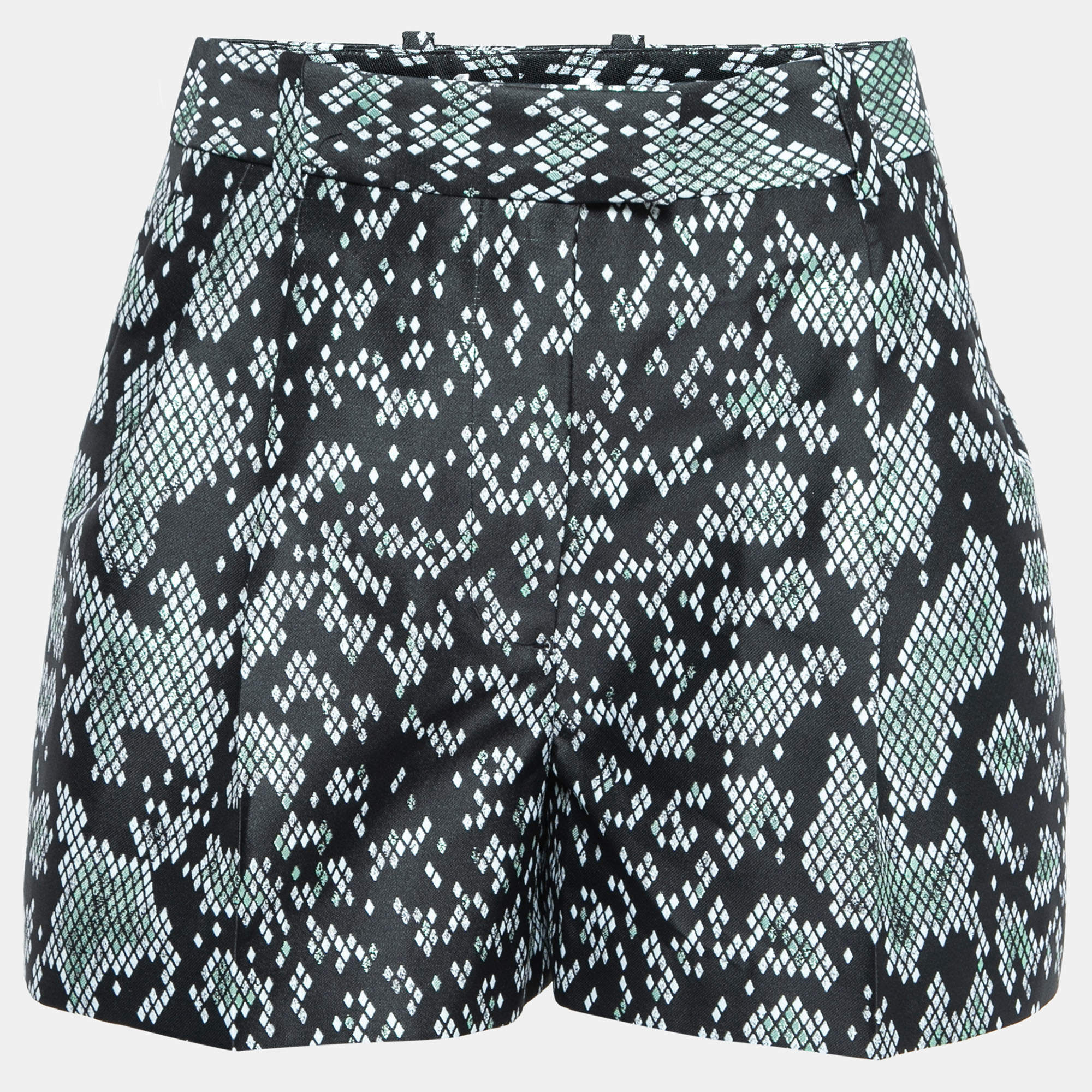 Pre Owned 3.1 Phillip Lim Black Digital Anaconda Pattern Jacquard High Waist Shorts S