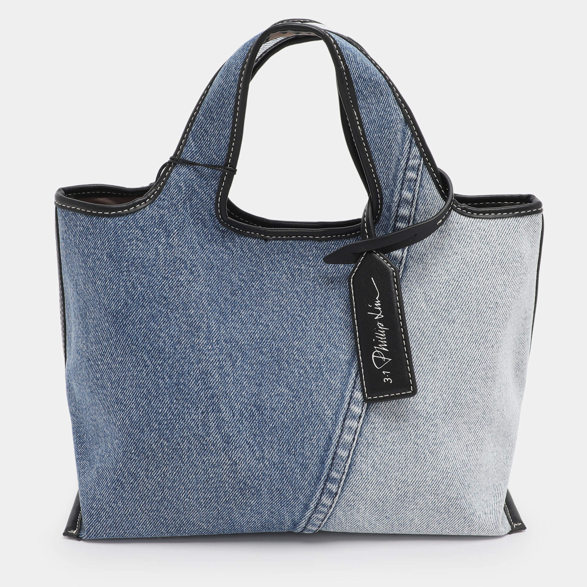 Pre Owned 3.1 Phillip Lim Washed Blue Denim Mini Market Tote