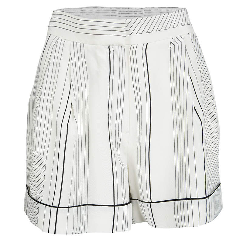3.1 Phillip Lim Monochrome Pin Striped Silk Pajama Shorts M