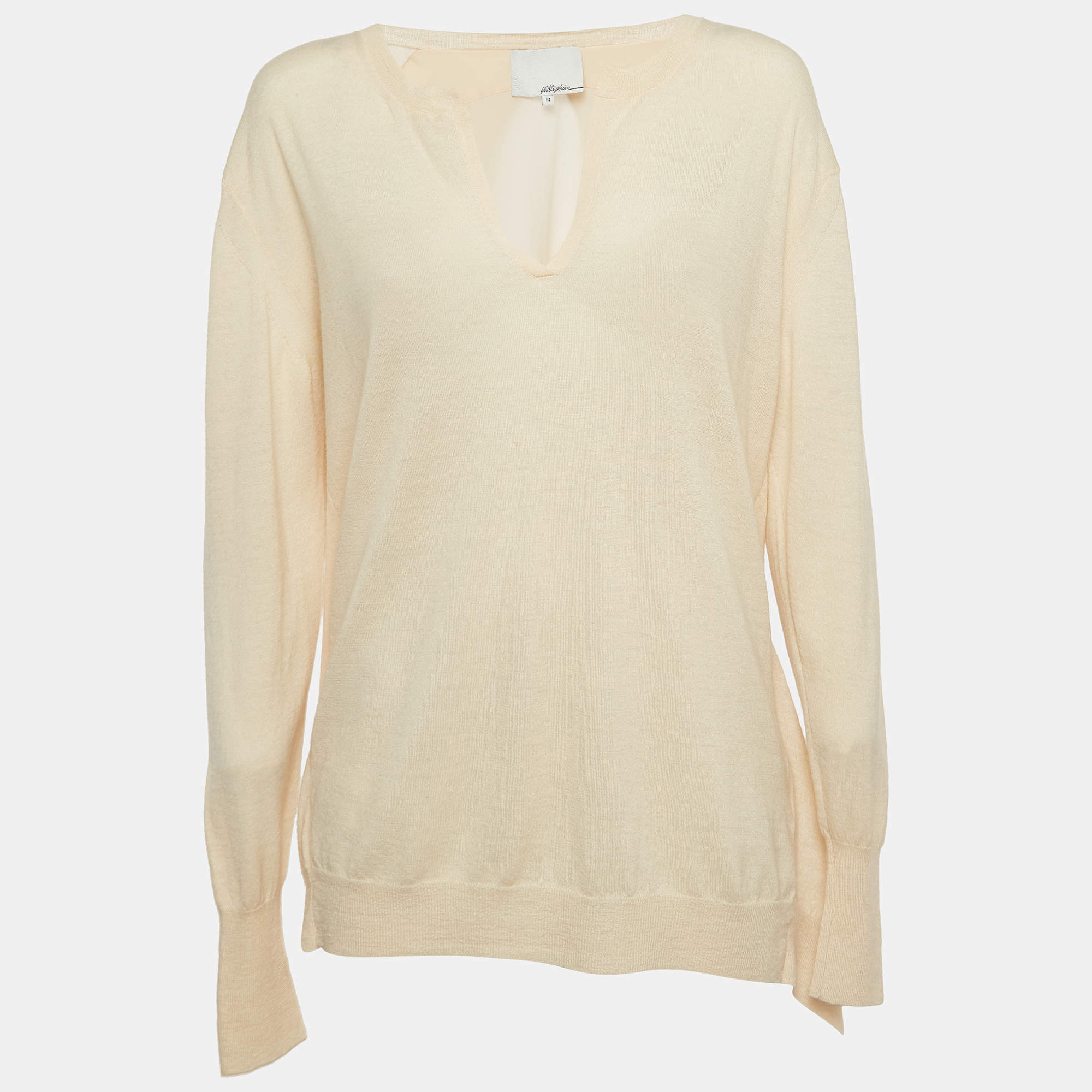 3.1 Phillip Lim Beige Wool Blend V-neck Sweater M