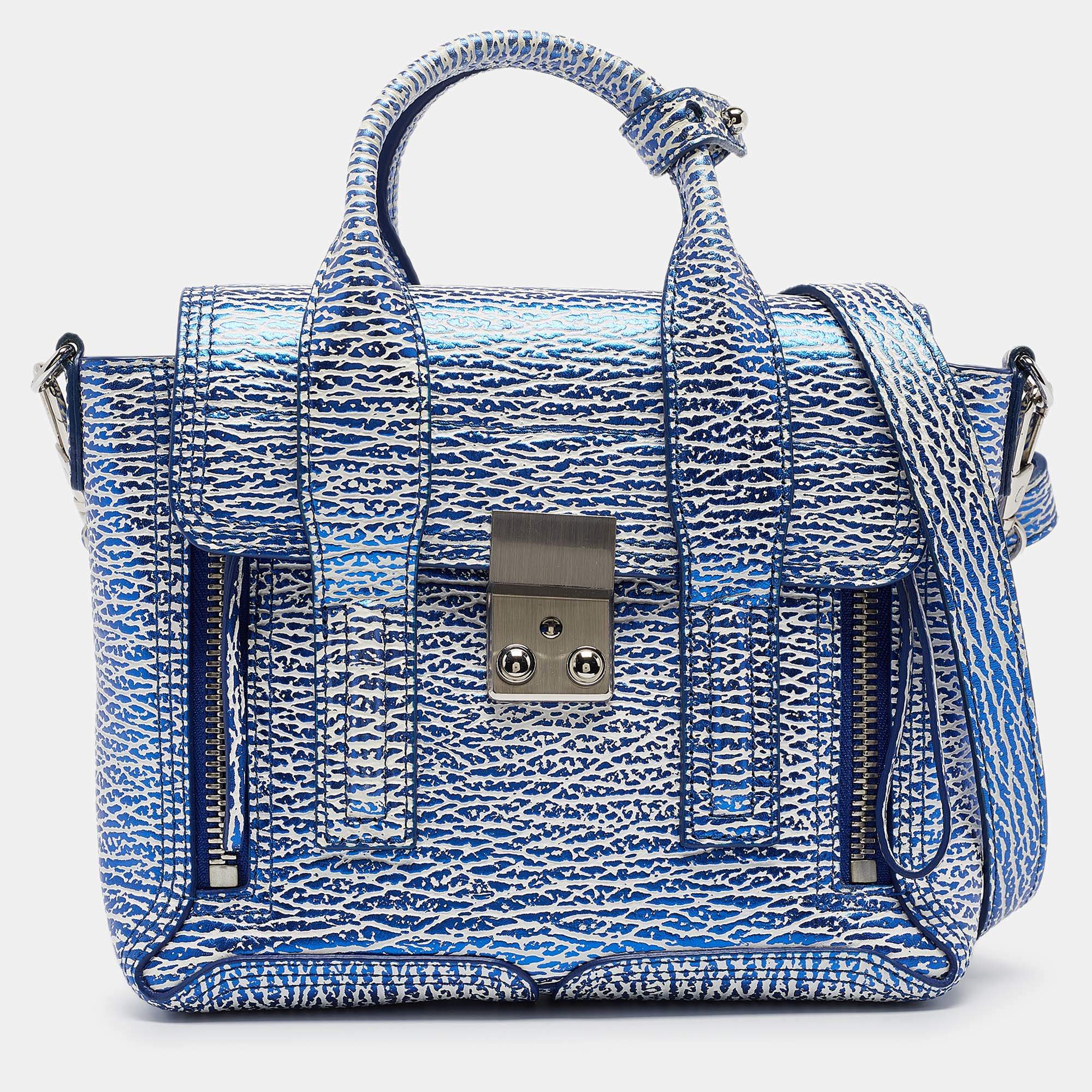 3.1 Phillip Lim Blue/White Leather Mini Pashli Satchel