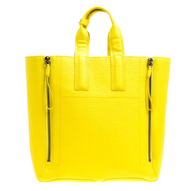 Pre Owned 3.1 Phillip Lim Yellow Shark Embossed Leather Pashli Tote