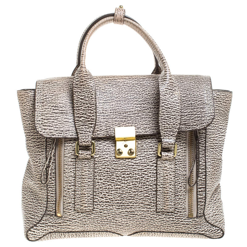 Pre Owned حقيبة 3.1 فيليب ليم باشلي متوسطة جلد أبيض أنتيك و بني 