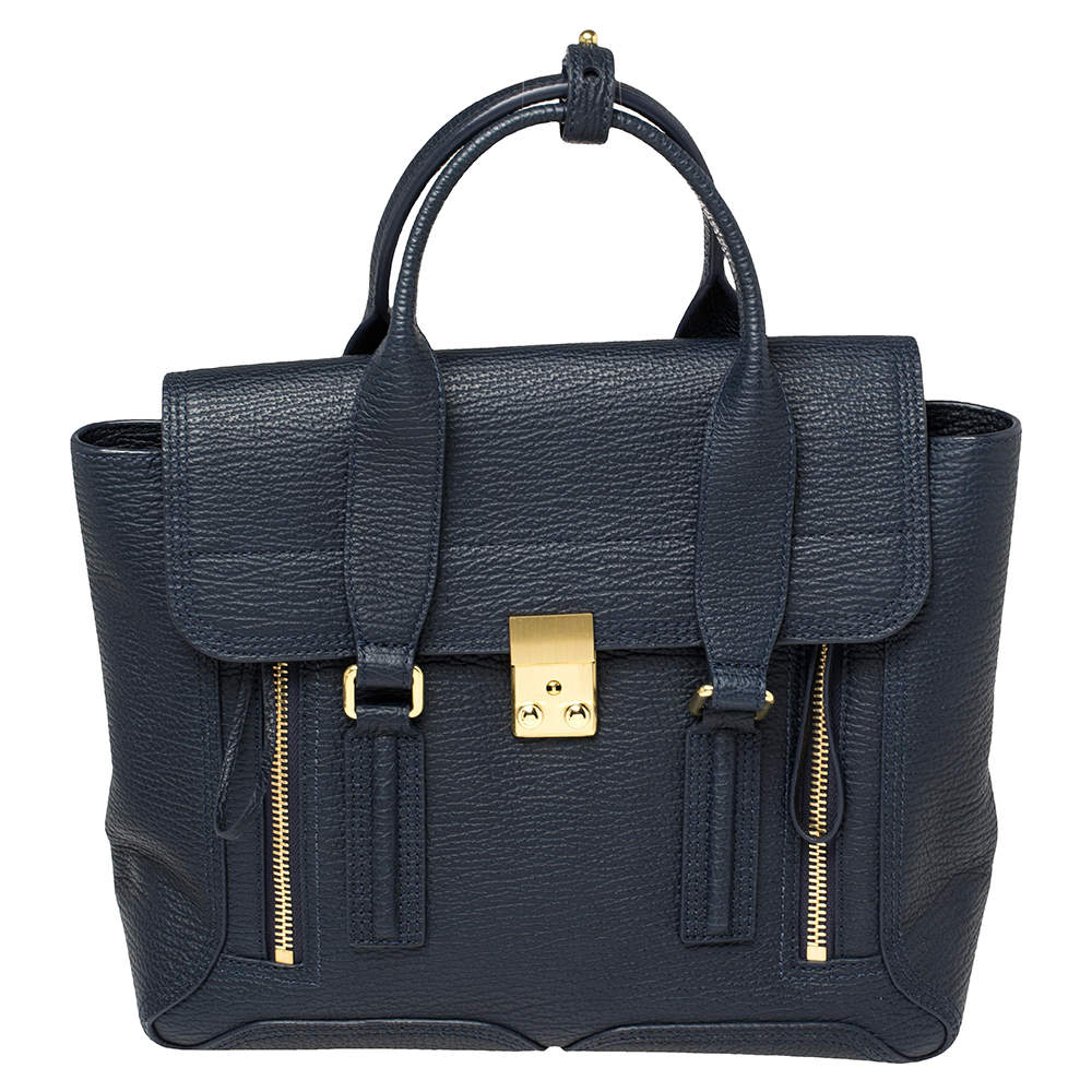 Pre Owned 3.1 Phillip Lim Navy Blue Leather Medium Pashli Satchel
