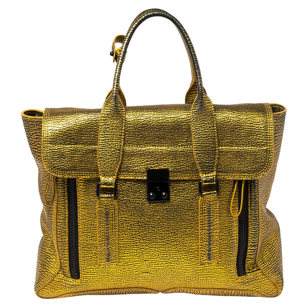 Pre Owned حقيبة ساتشل 3.1 فيليب ليم باشلي جلد أسود/ذهبي كبيرة