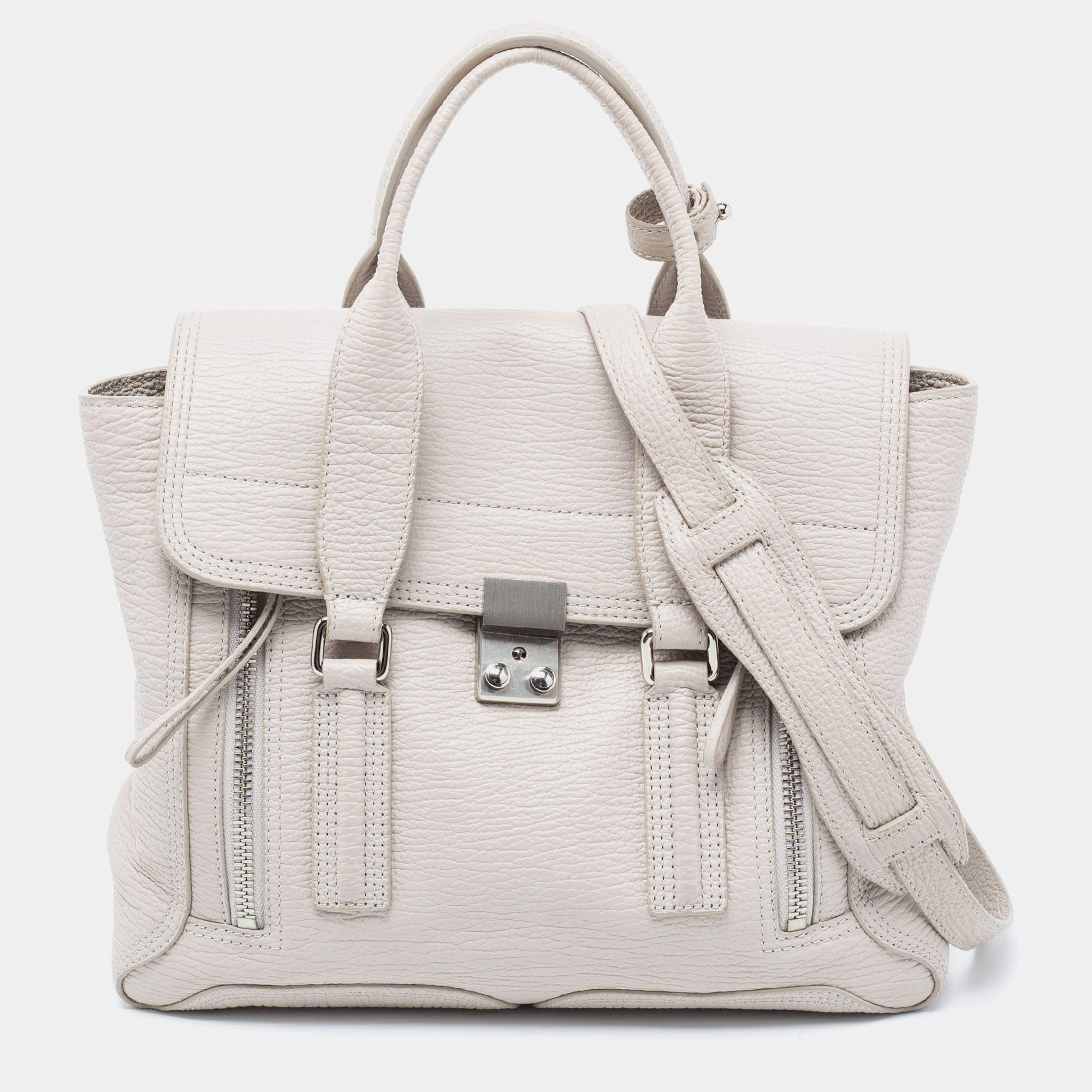 3.1 Phillip Lim Grey Textured Leather Medium Pashli Satchel