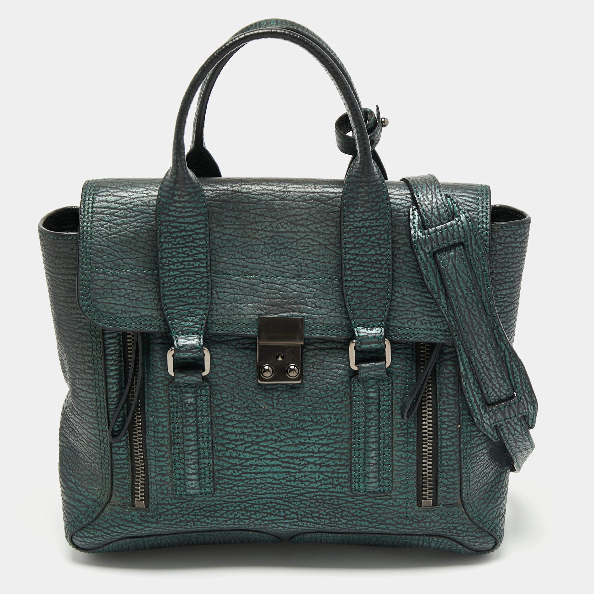 مملوكة مسبقًا حقيبة ساتشل 3.1 فيليب ليم باشلي جلد أزرق متوسطة